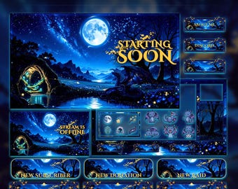 Magisches animiertes Stream-Paket mit Drachen | Twitch-Overlay | YouTube | Kick | Kosmische Drachen-Overlays