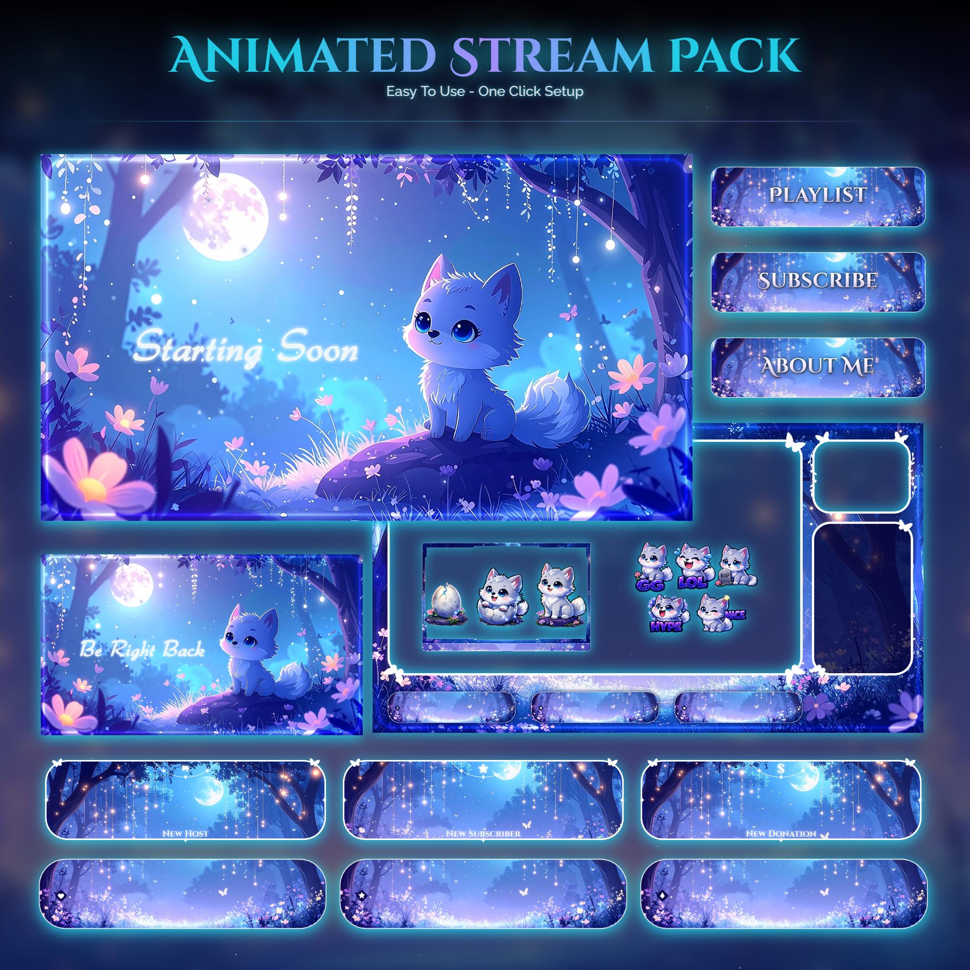 Wolf Night Forest Animated Stream Package