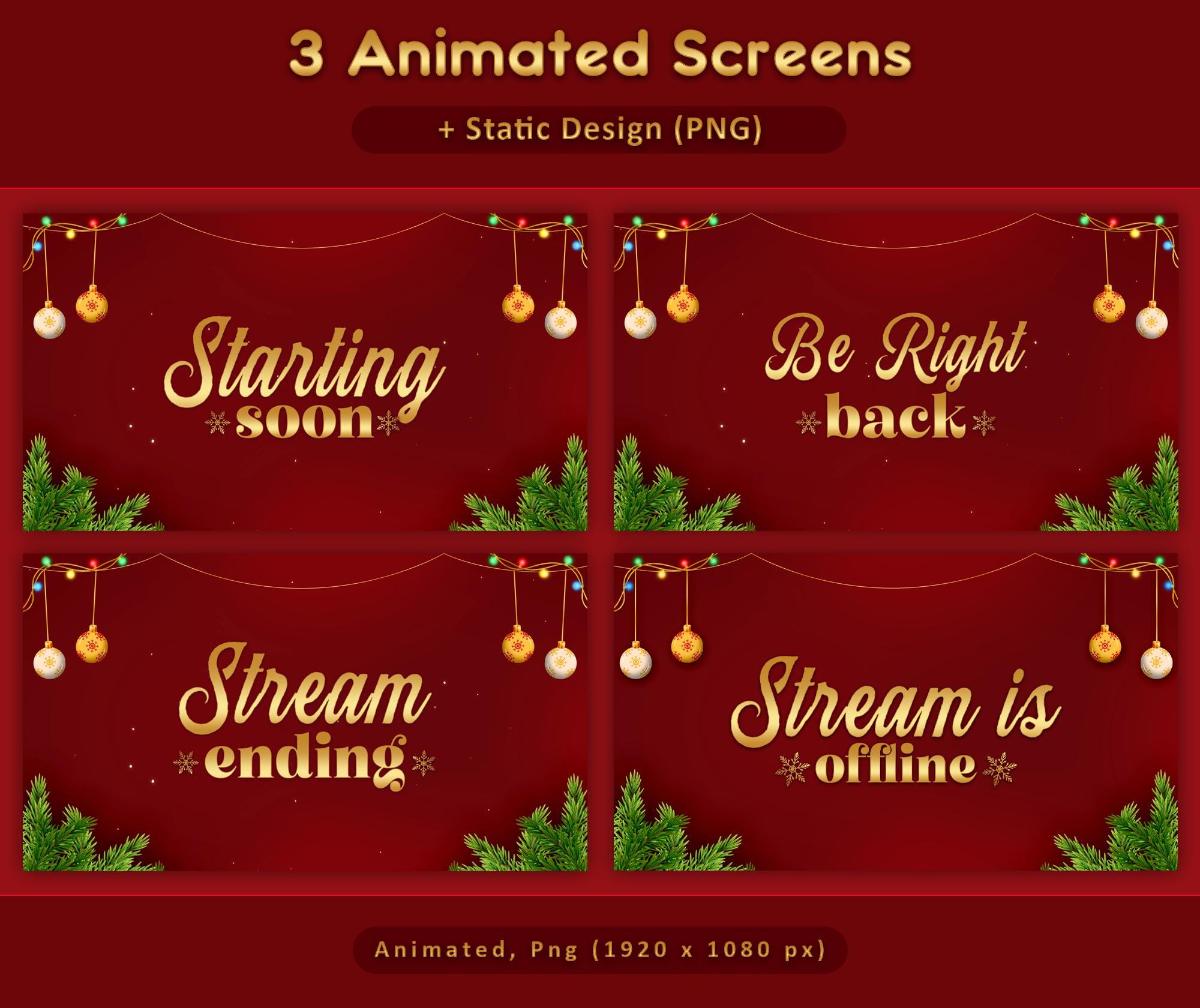 Red Gold Animated Stream Package: Twitch Overlay, YouTube, Kick, Red Overlays — preview photo 2