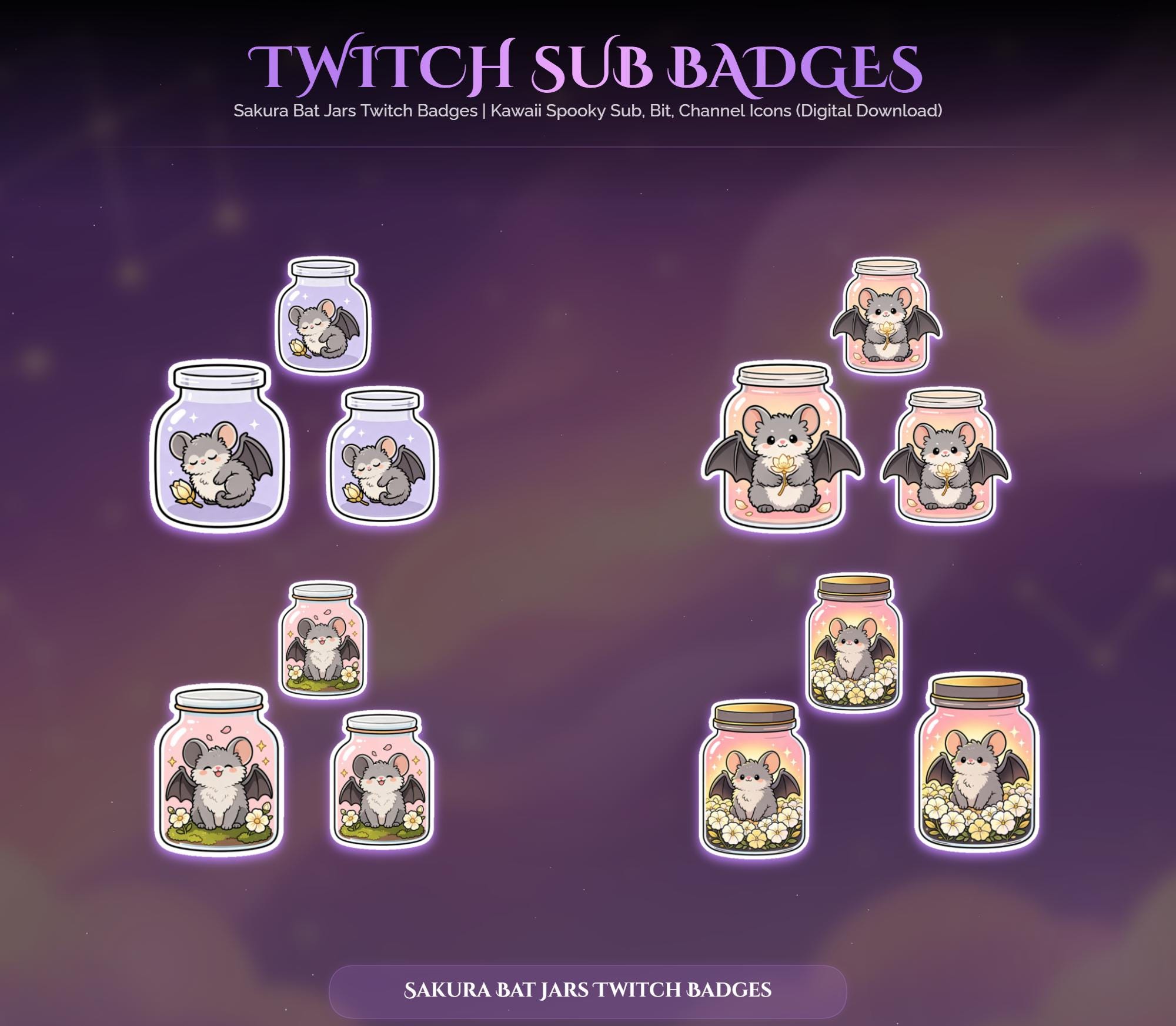 Sakura Bat Jars Twitch Badges — preview photo 2