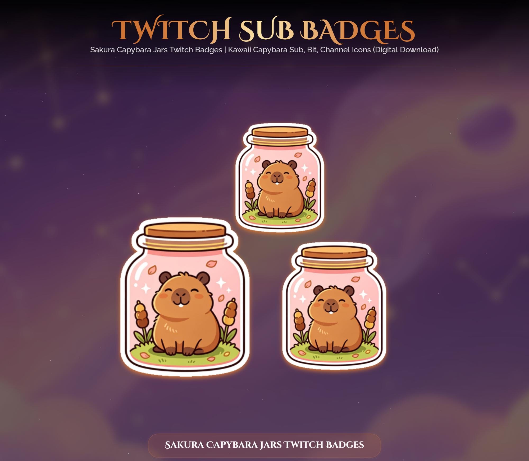 Sakura Capybara Jars Twitch Badges — preview photo 5