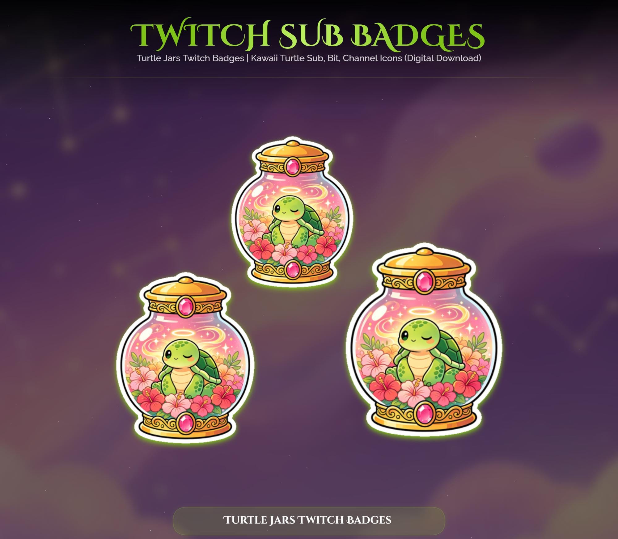Sakura Turtle Jars Twitch Badges — preview photo 9