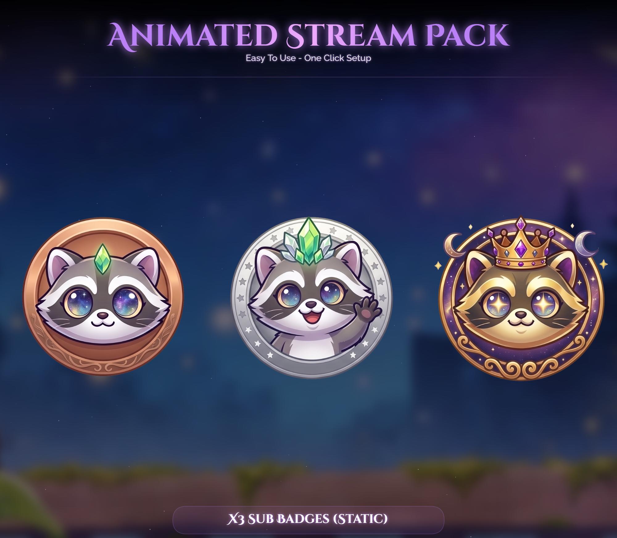 Animated Raccoon Stream Overlay Pack — preview photo 7