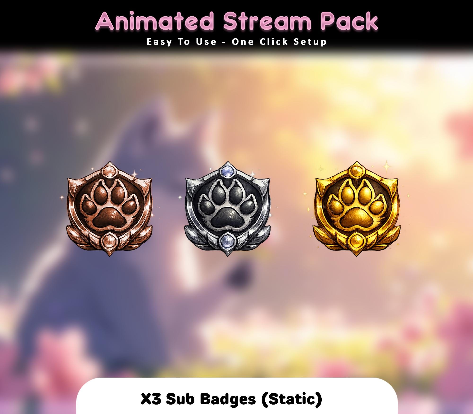 Blossom Wolf Animated Stream Package: For Twitch Overlay, YouTube, Kick — preview photo 8