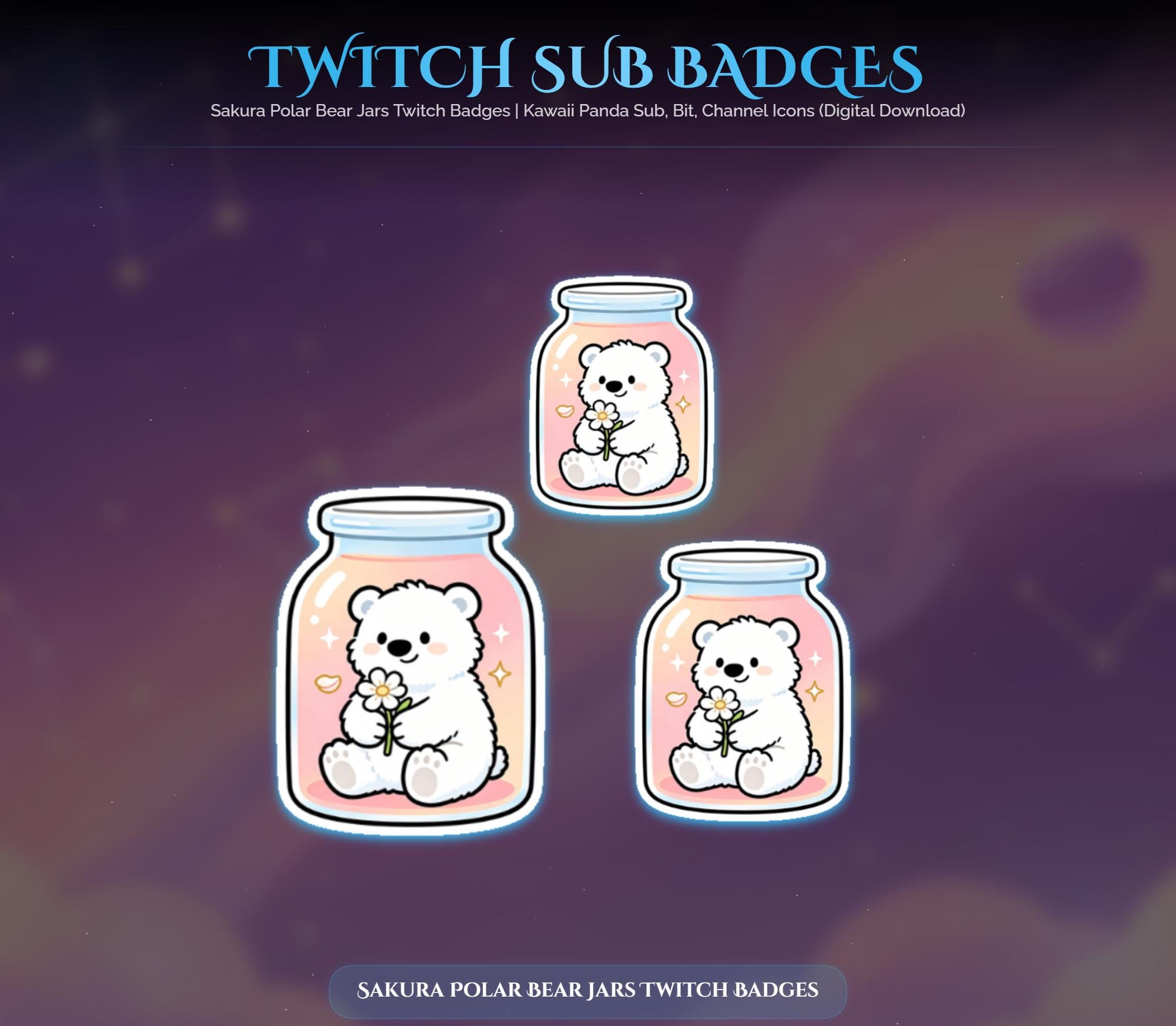 Sakura Polar Bear Jars Twitch Badges — preview photo 4
