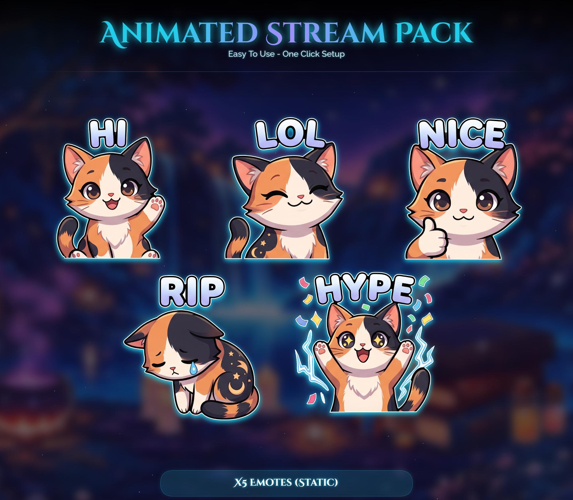 Animated Stream Pack: Raven Cat Forest Night Overlay (Digital Download) — preview photo 9