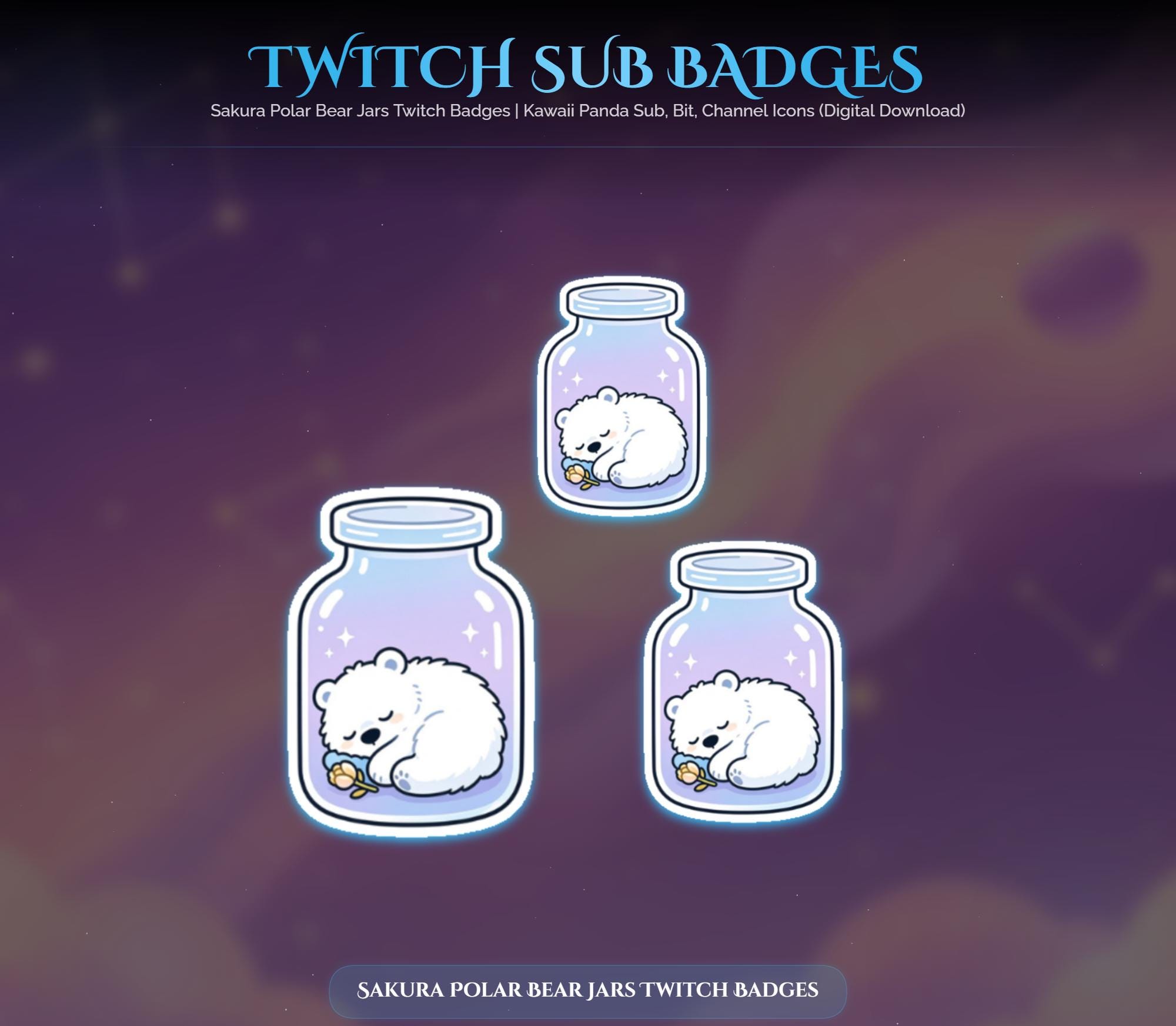 Sakura Polar Bear Jars Twitch Badges — preview photo 3