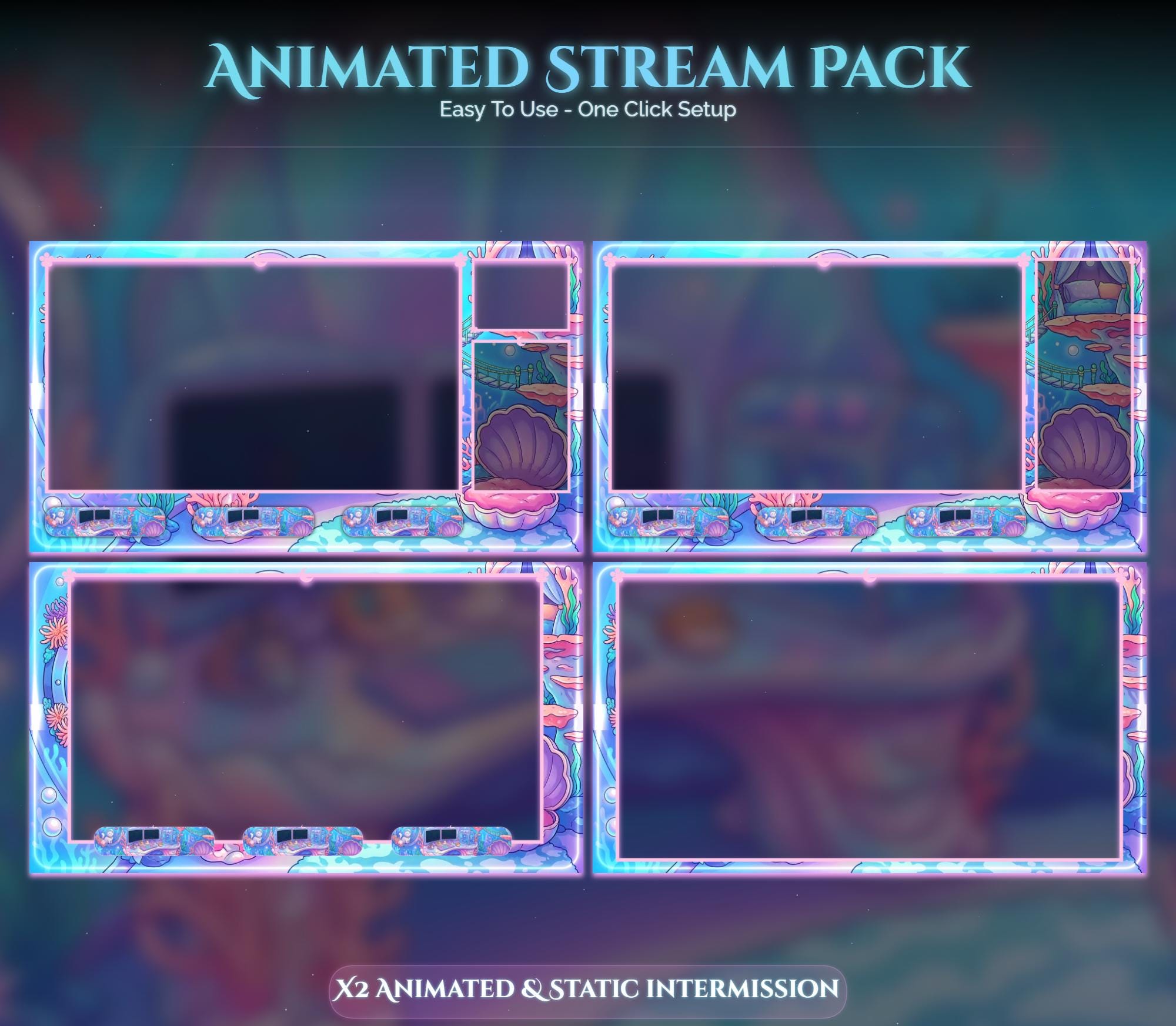 Frog Under Sea Room Animated Stream Package — preview photo 3