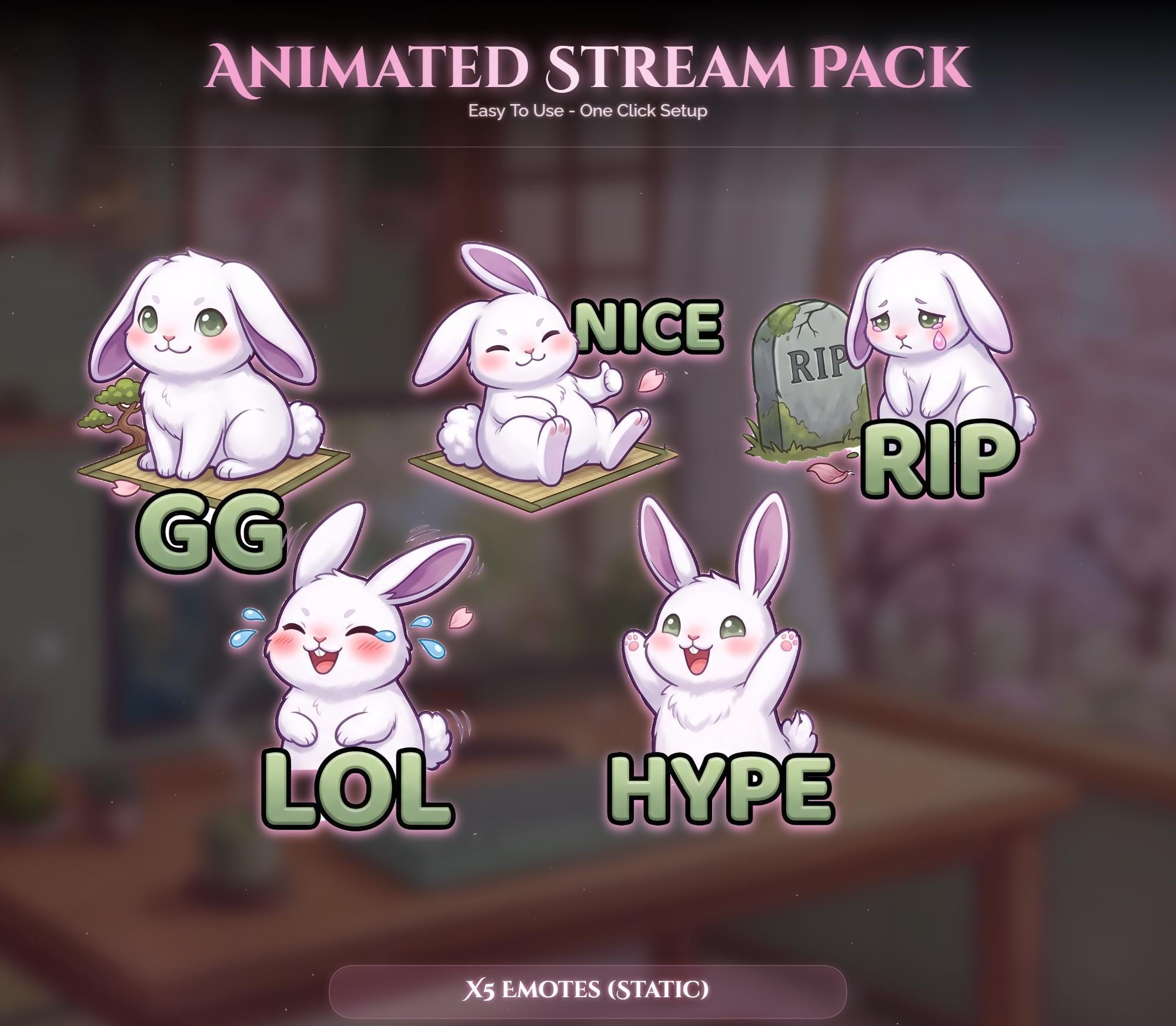 Sakura Setup Bunny Animated Stream Package — preview photo 7