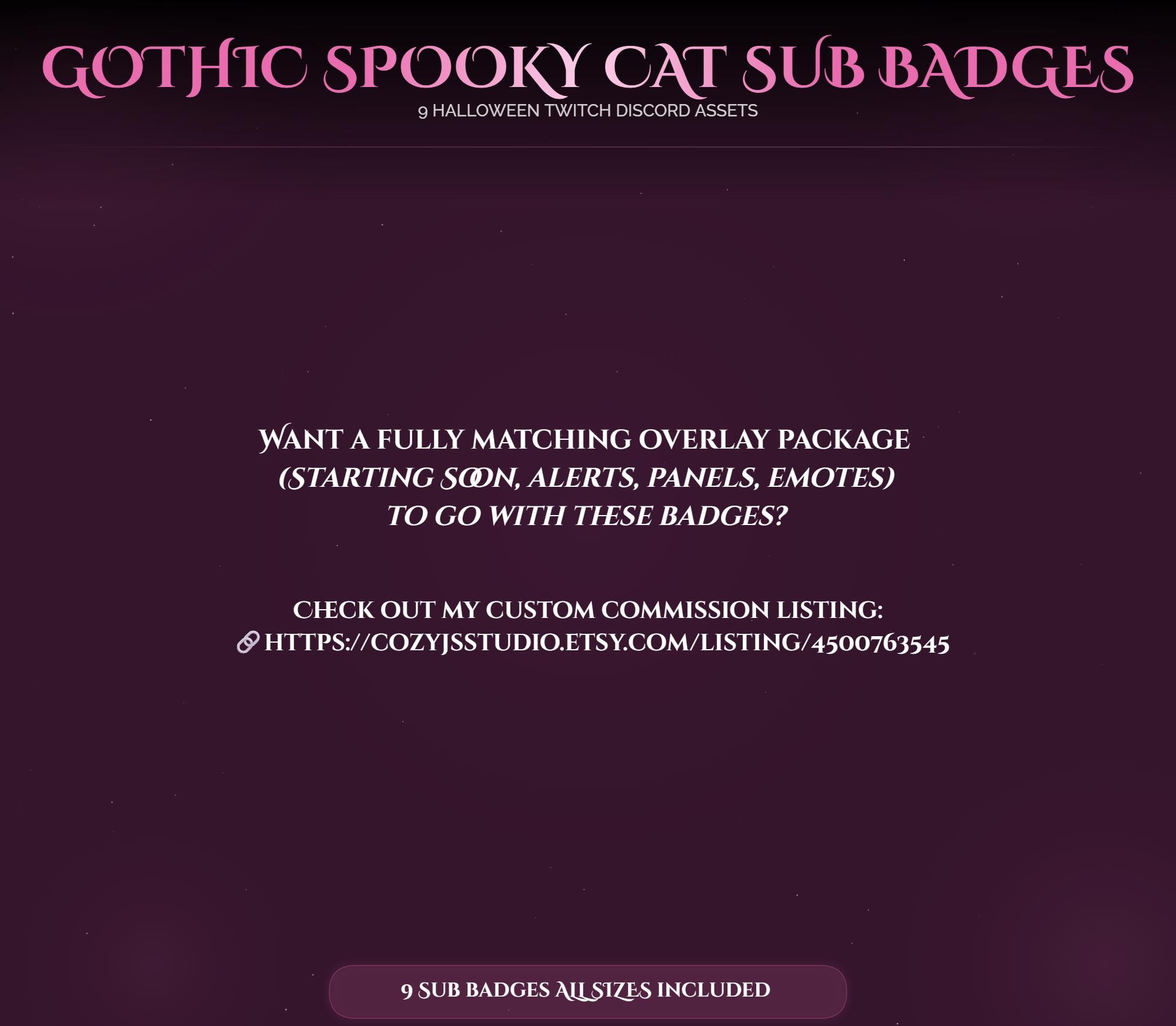 Gothic Halloween Cat Sub Badges — preview photo 9
