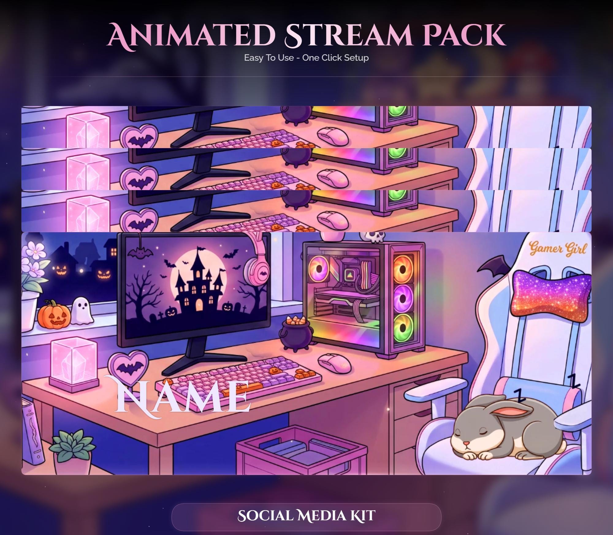 Animated Spooky Halloween Twitch Overlay Pack — preview photo 9