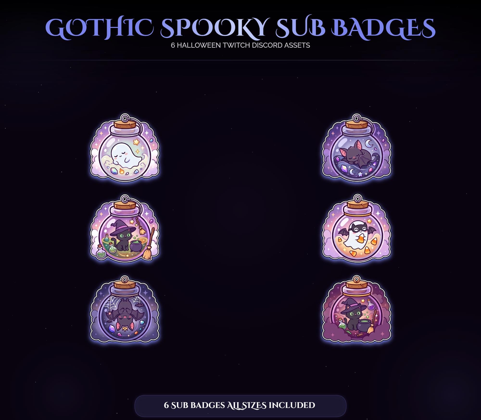 Gothic Halloween Witch Cat Bat Badges — preview photo 4