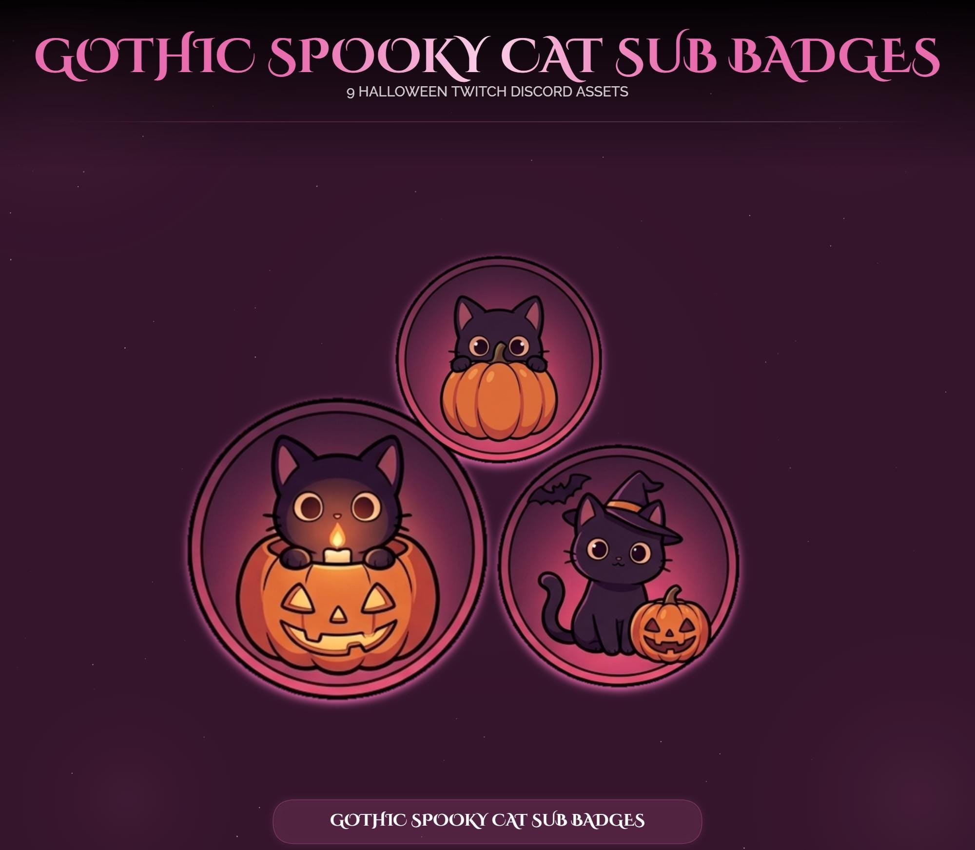 Gothic Halloween Cat Sub Badges — preview photo 7