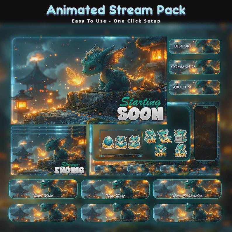 Custom Animated Twitch Stream Overlay Full Pack Bundle — preview photo 8