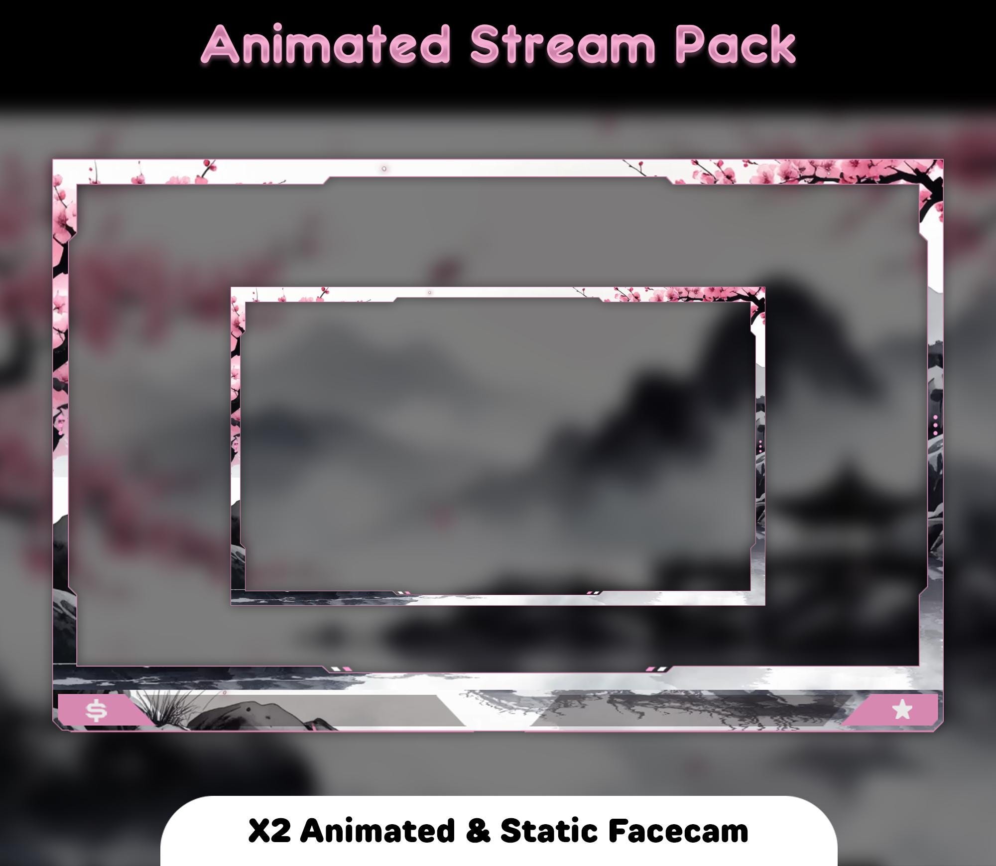 Animated Cherry Blossom Stream Overlay Package — preview photo 6
