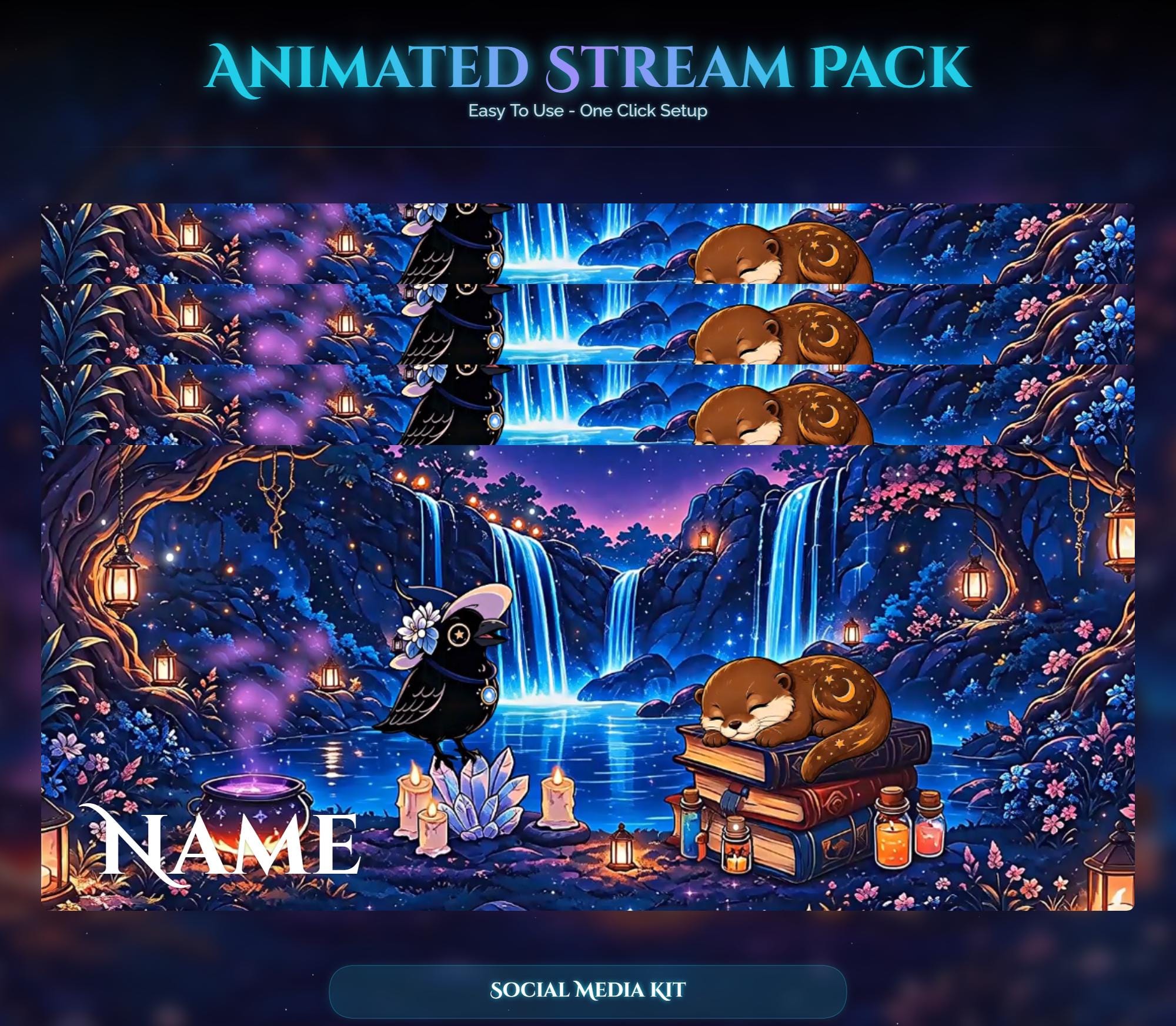 Animated Stream Pack: Spooky Raven Otter Forest Magic Overlays (Digital Download) — preview photo 10