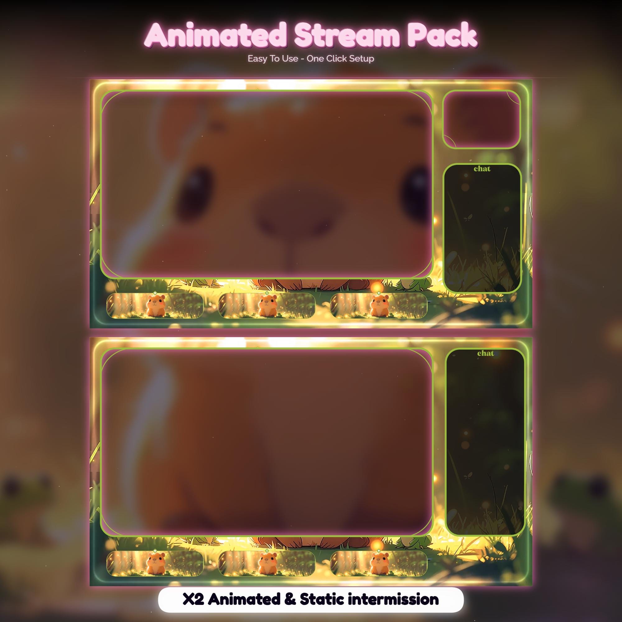 Capybara Forest Animated Stream Package : Twitch Overlay, YouTube, Kick — preview photo 3