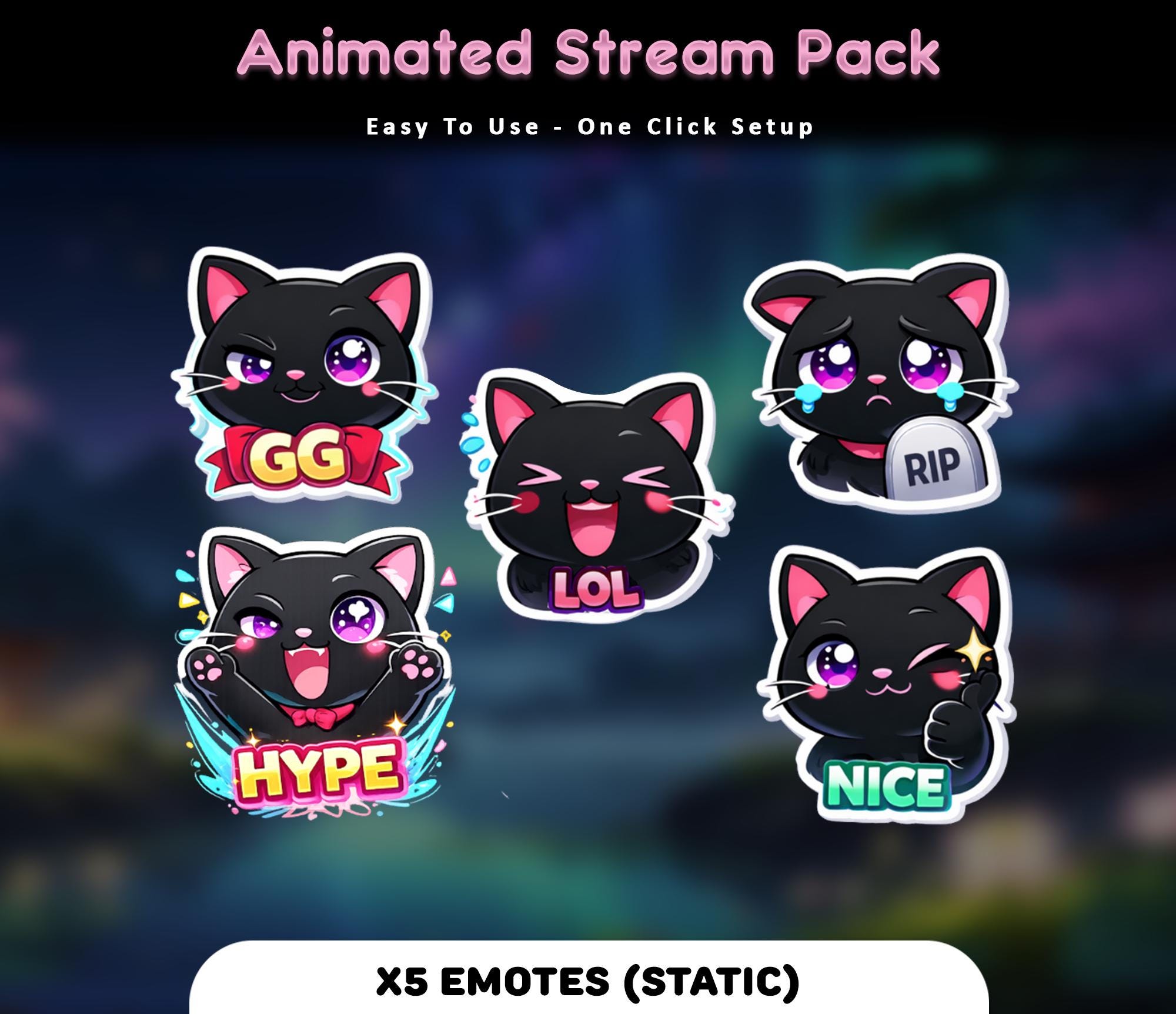 Dream Cats Sakura Animated Stream Package: Twitch Overlay, YouTube, Kick — preview photo 8
