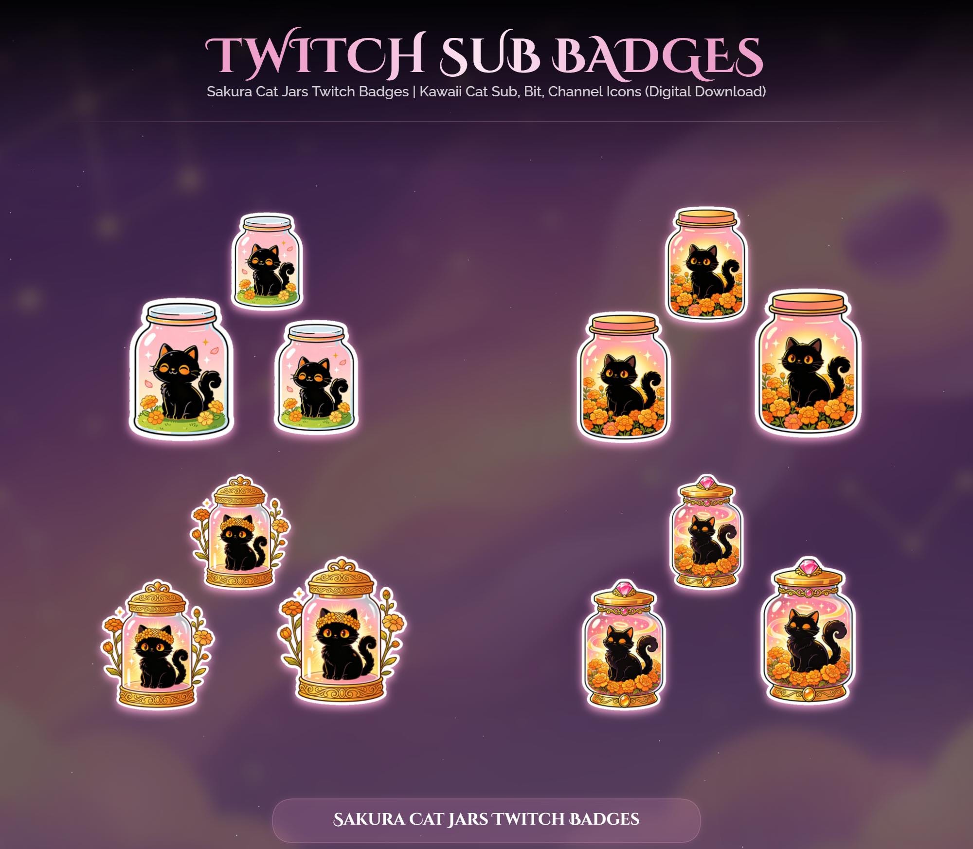 Sakura Cat Jars Twitch Badges — preview photo 6