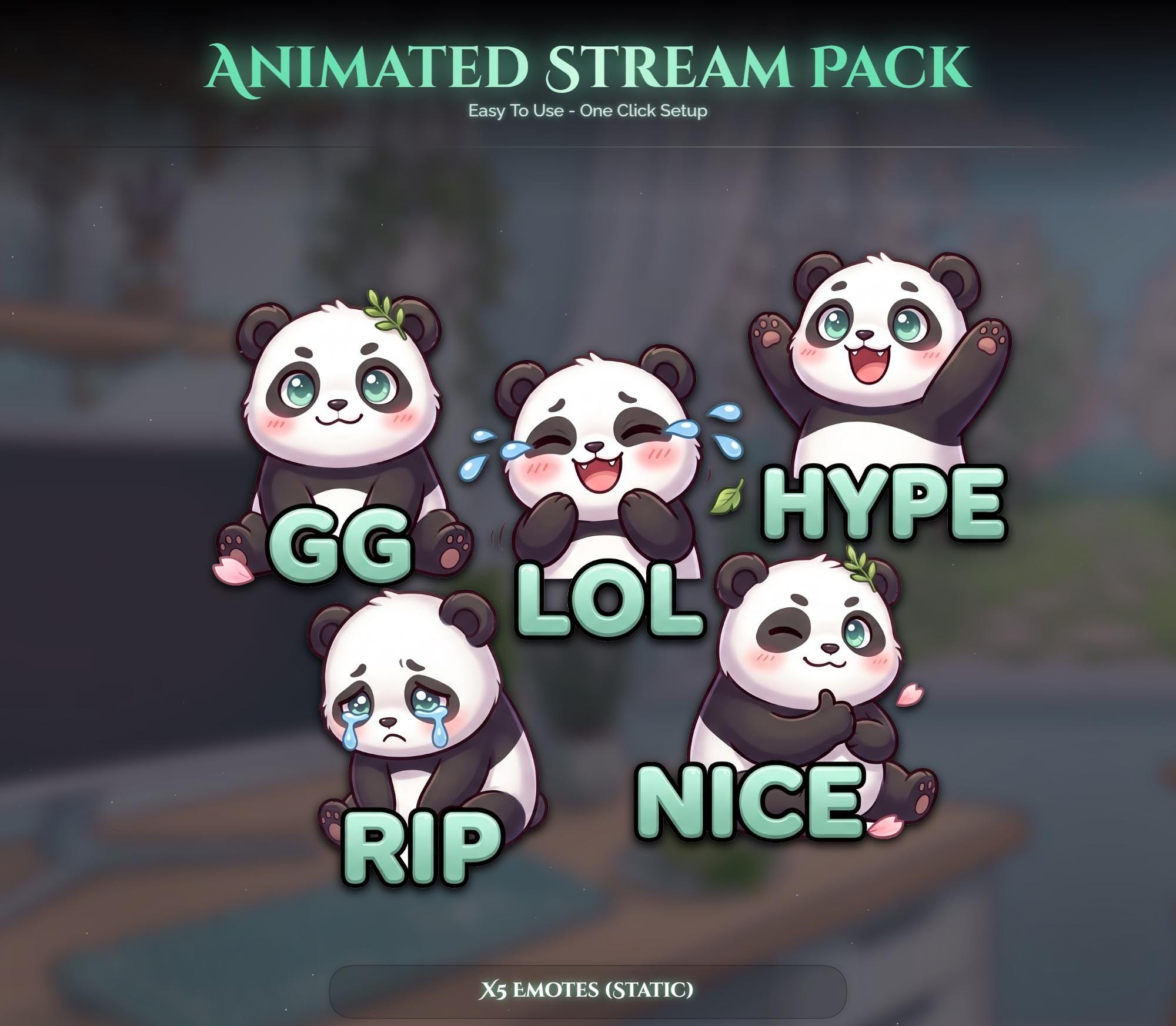 Matcha Panda Animated Stream Package: For Twitch Overlay, YouTube, Kick — preview photo 6