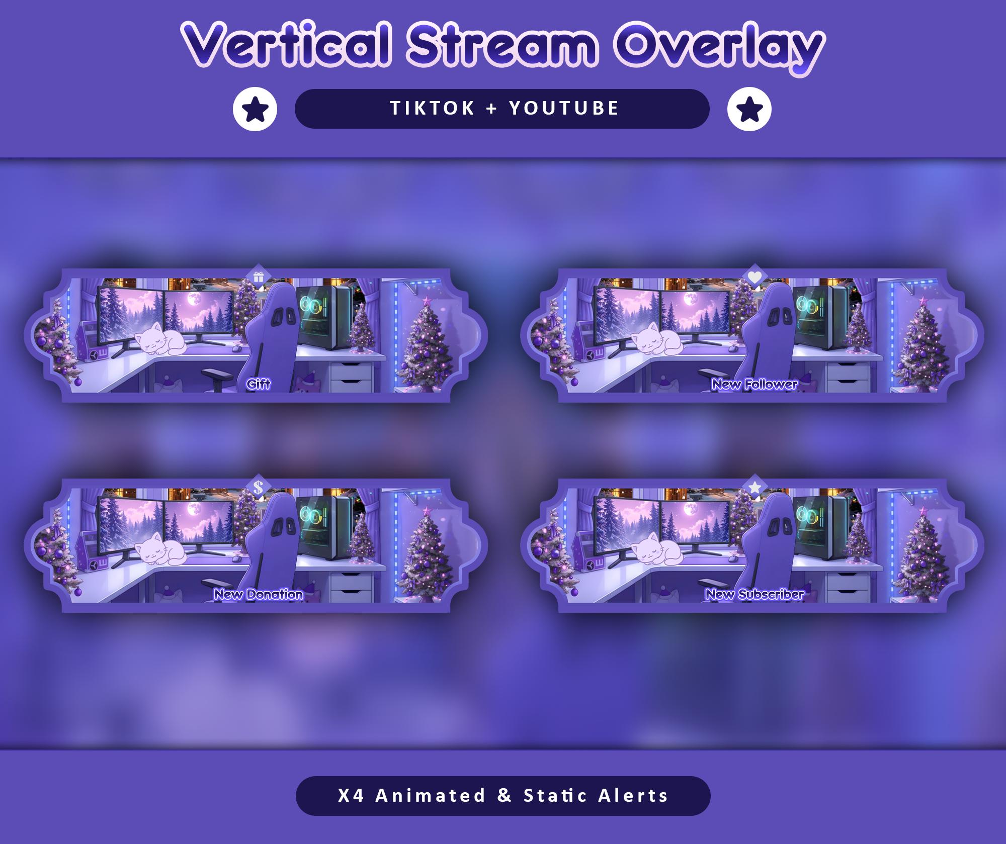 Cozy Christmas Cat Animated TikTok Stream Overlay Package (Digital Download) — preview photo 6