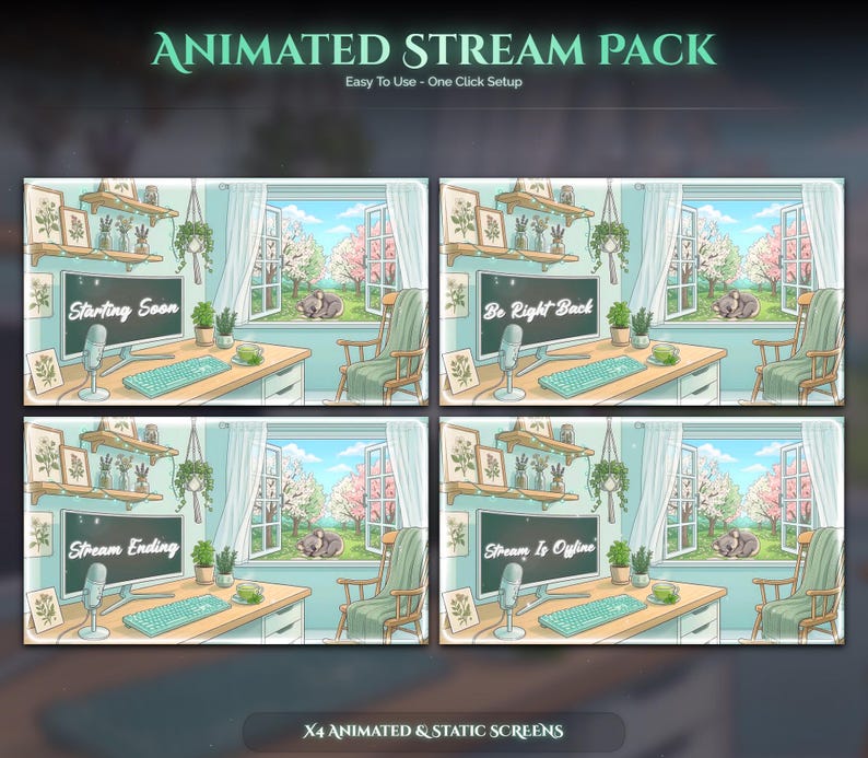 Matcha Overlay Rivals Matcha Koala Animated Stream Package | Matcha Koalas Twitch Overlay ...