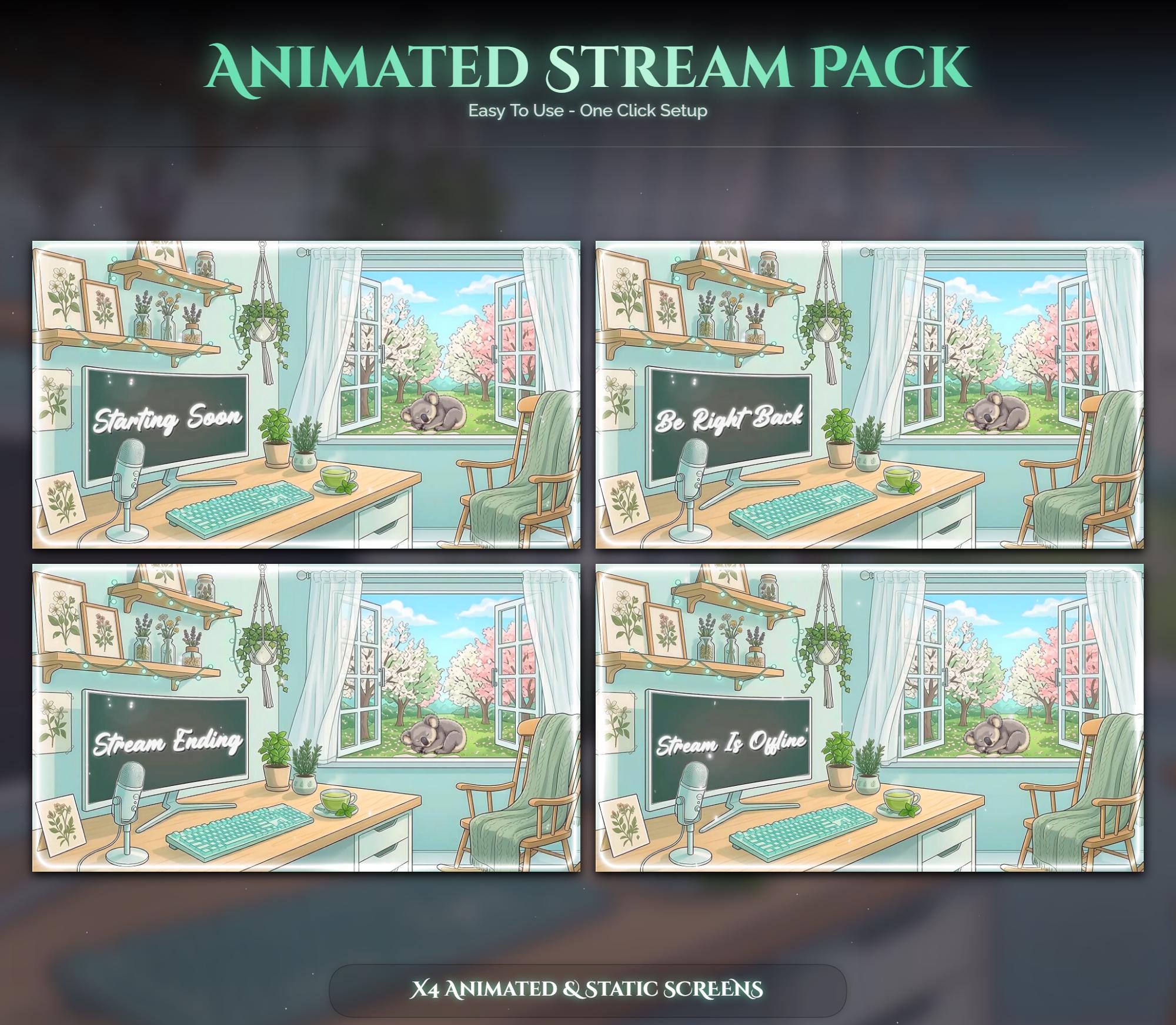 Matcha Koala Animated Stream Package — preview photo 2
