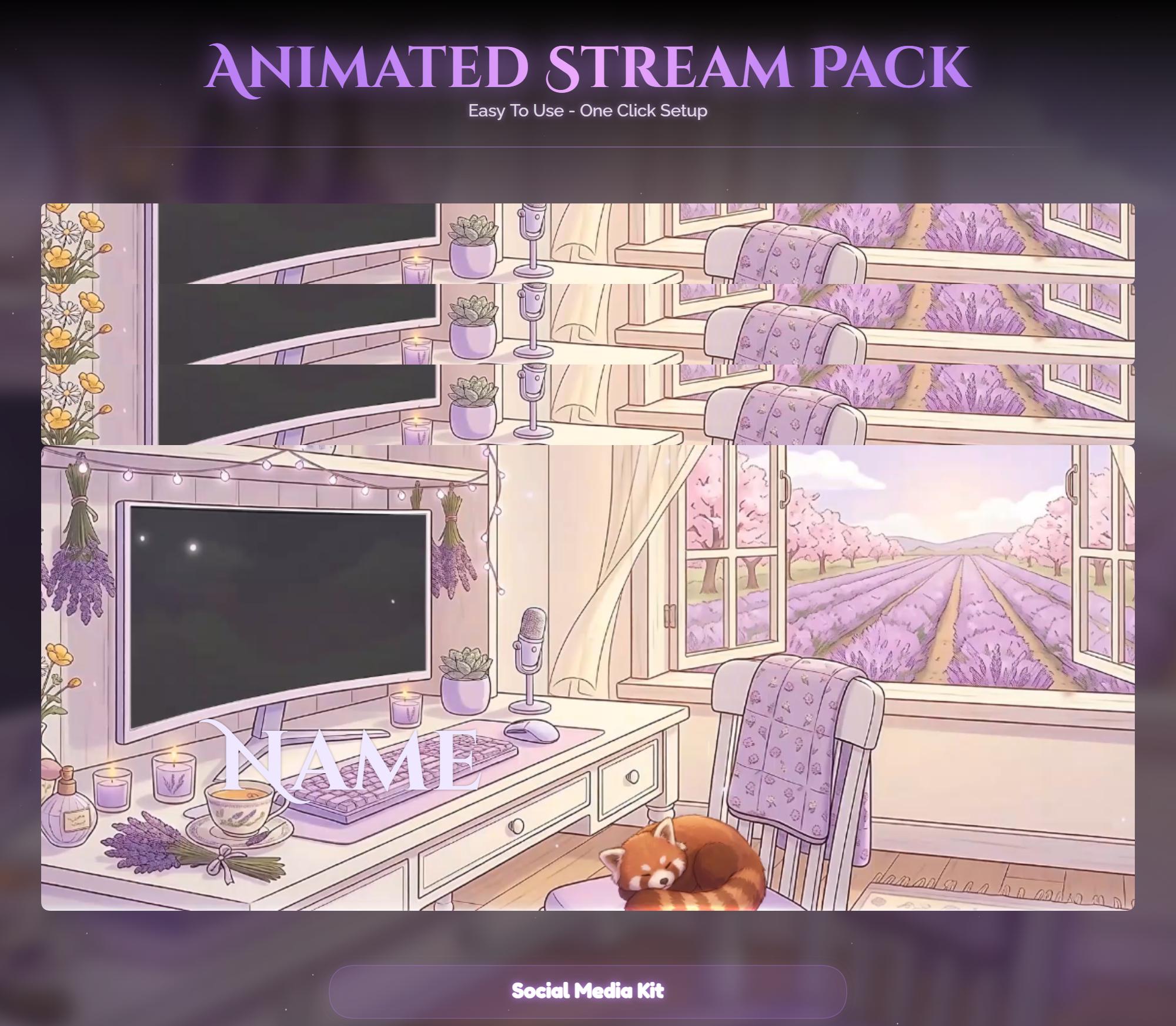 Lavender Spring Red Panda Animated Stream Package — preview photo 10