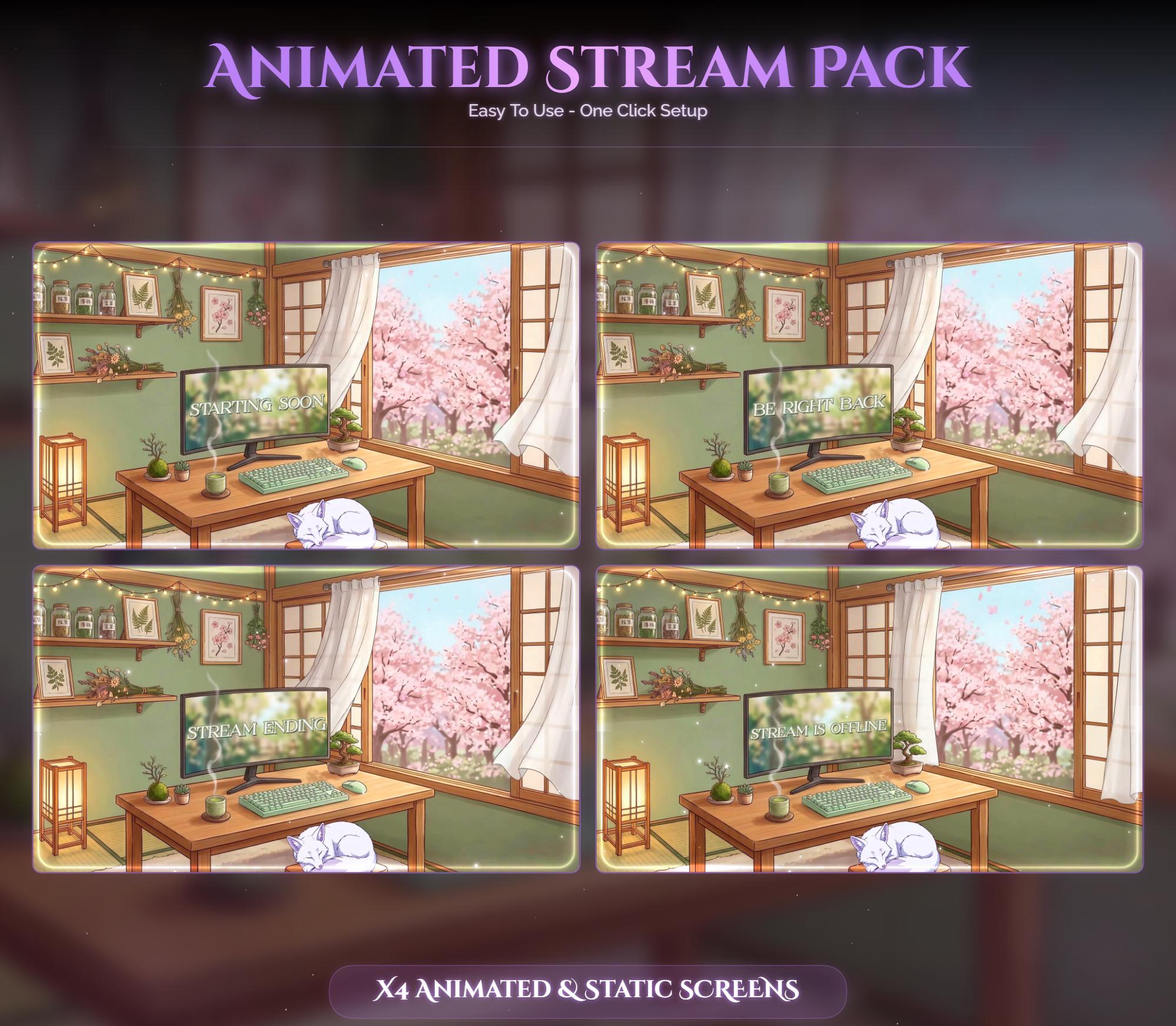Sakura Fox Setup Animated Stream Package: For Twitch Overlay, YouTube, Kick — preview photo 2