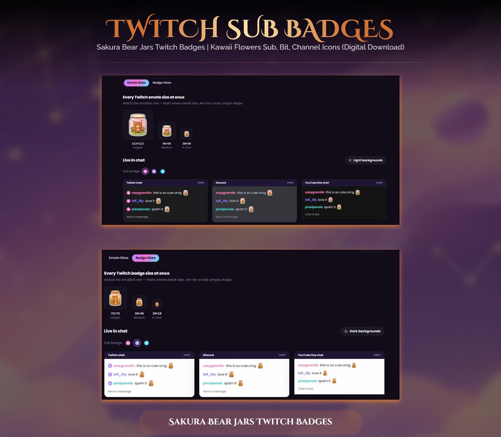 Sakura Bear Jars Twitch Badges — preview photo 8