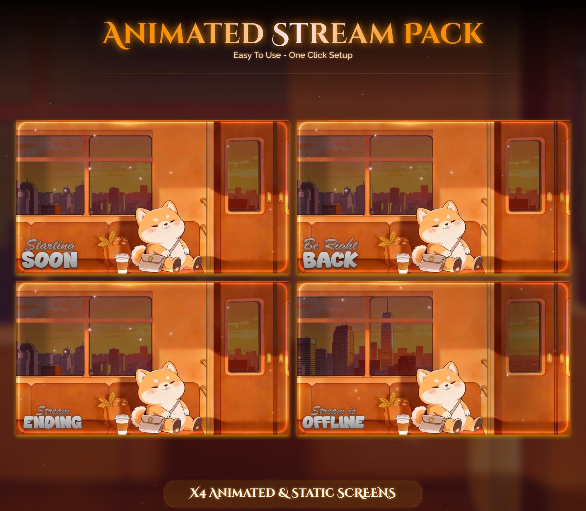 Train Sunset Dog Overlay Animated Stream Package: For Twitch, YouTube, Kick — preview photo 2