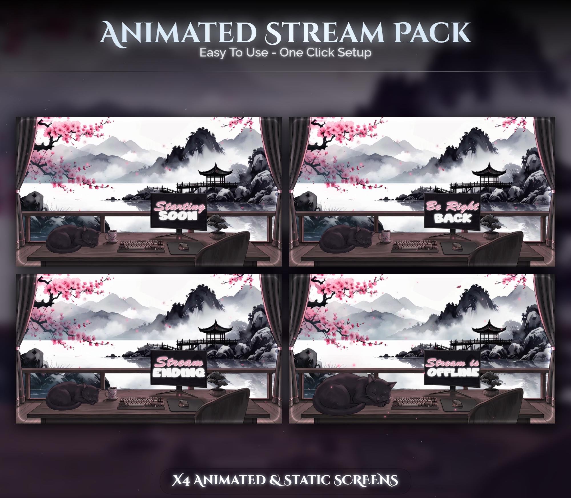 Cat Overlay Animated Stream Package: Twitch, YouTube, Kick — preview photo 2