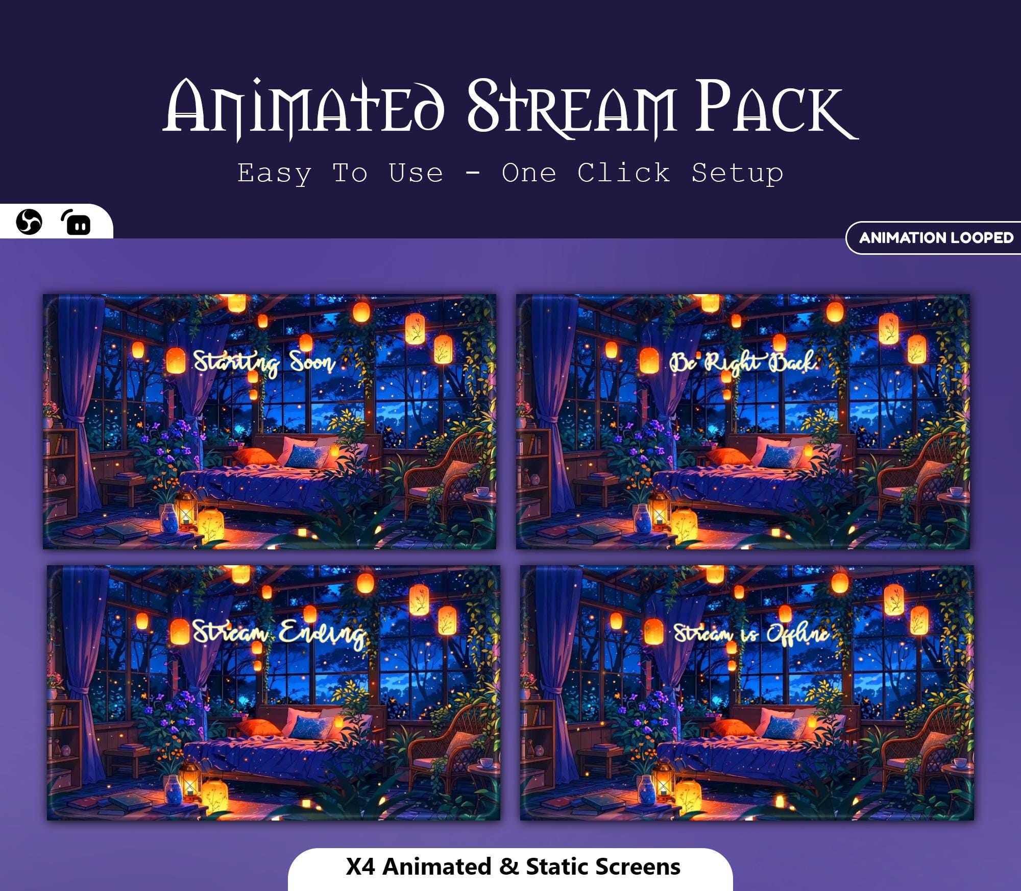 Magical Night Garden Room Animated Overlay — preview photo 2
