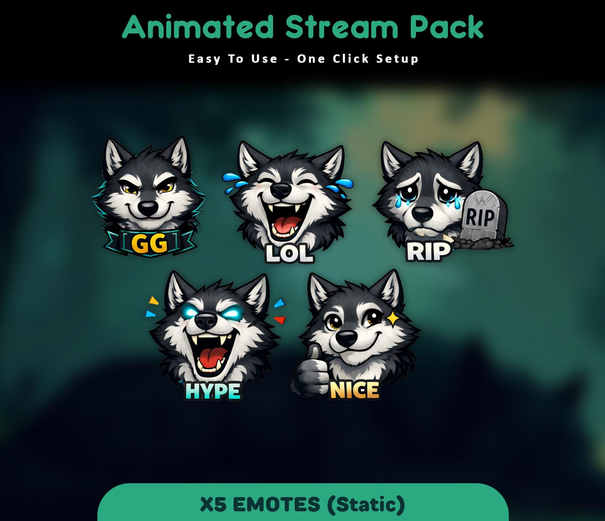 Forest Wolf Animated Stream Package: For Twitch Overlay, YouTube, Kick — preview photo 7
