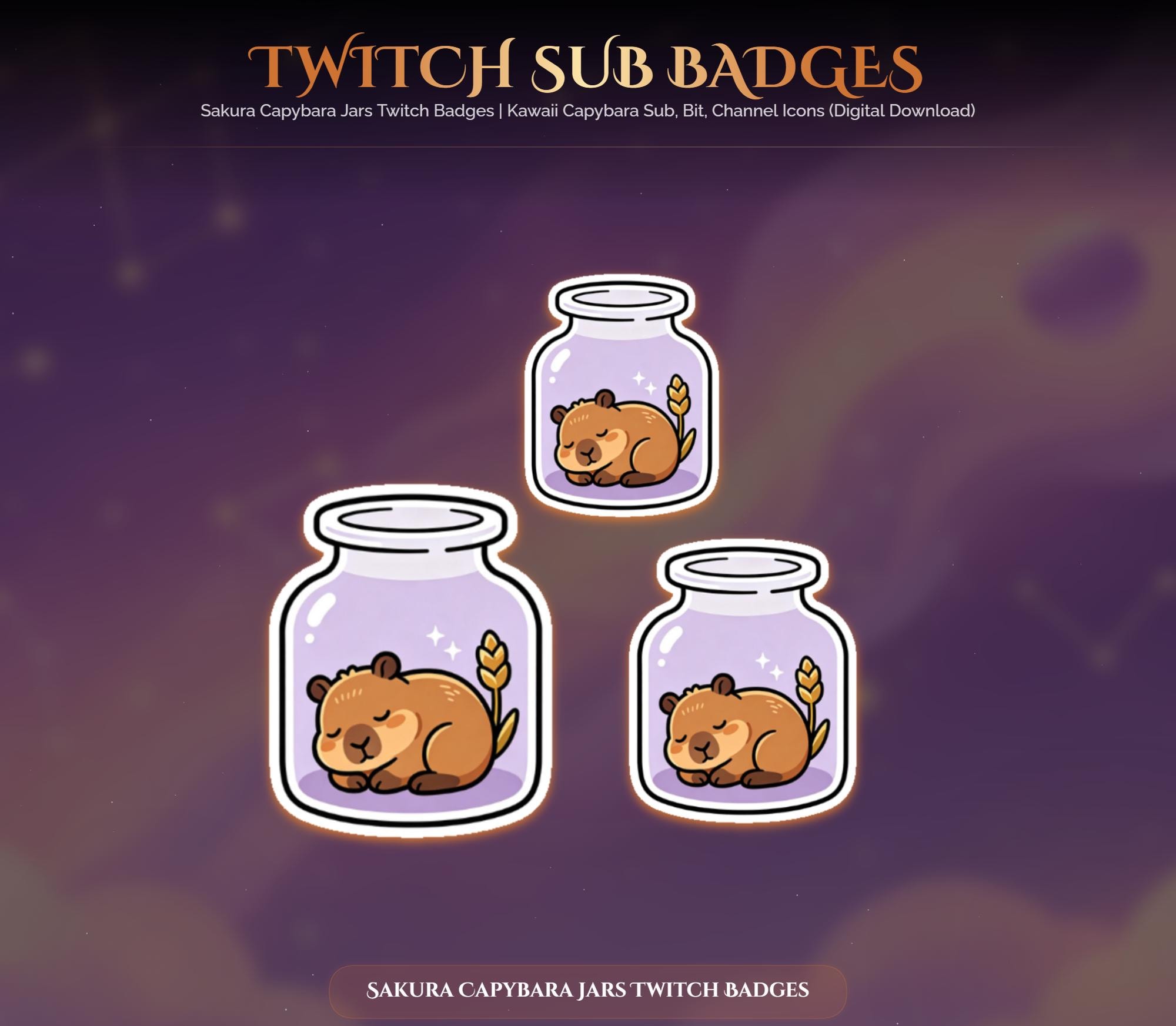 Sakura Capybara Jars Twitch Badges — preview photo 3