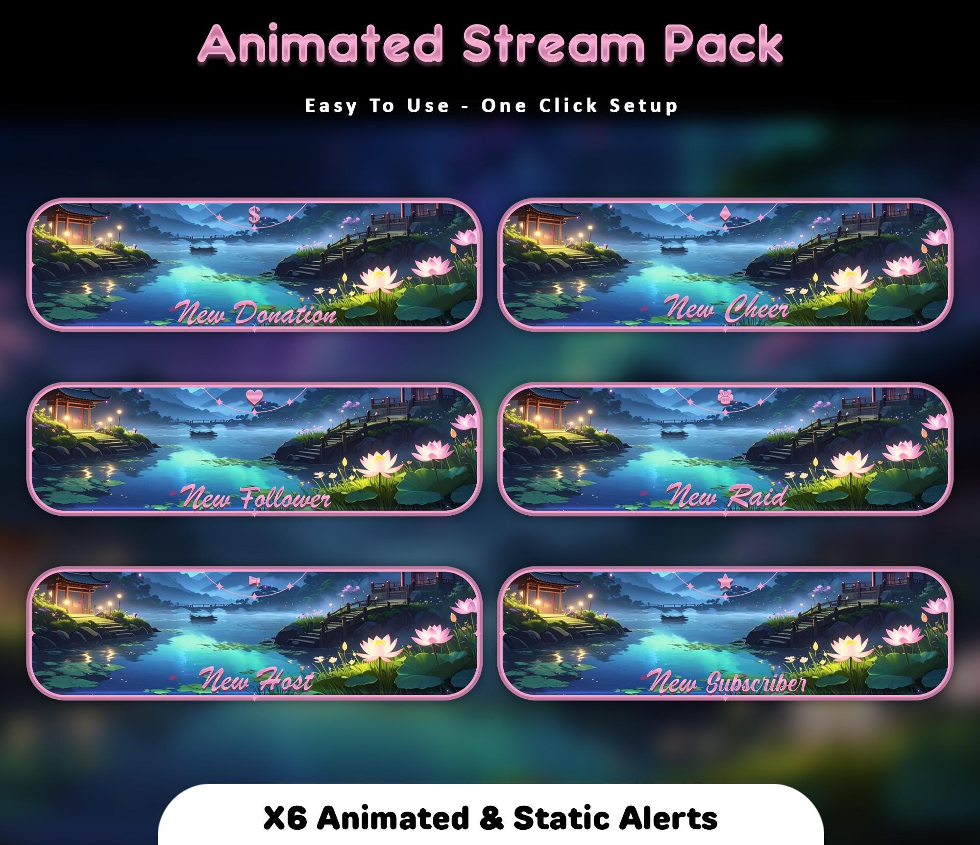 Dream Cats Sakura Animated Stream Package: Twitch Overlay, YouTube, Kick — preview photo 5