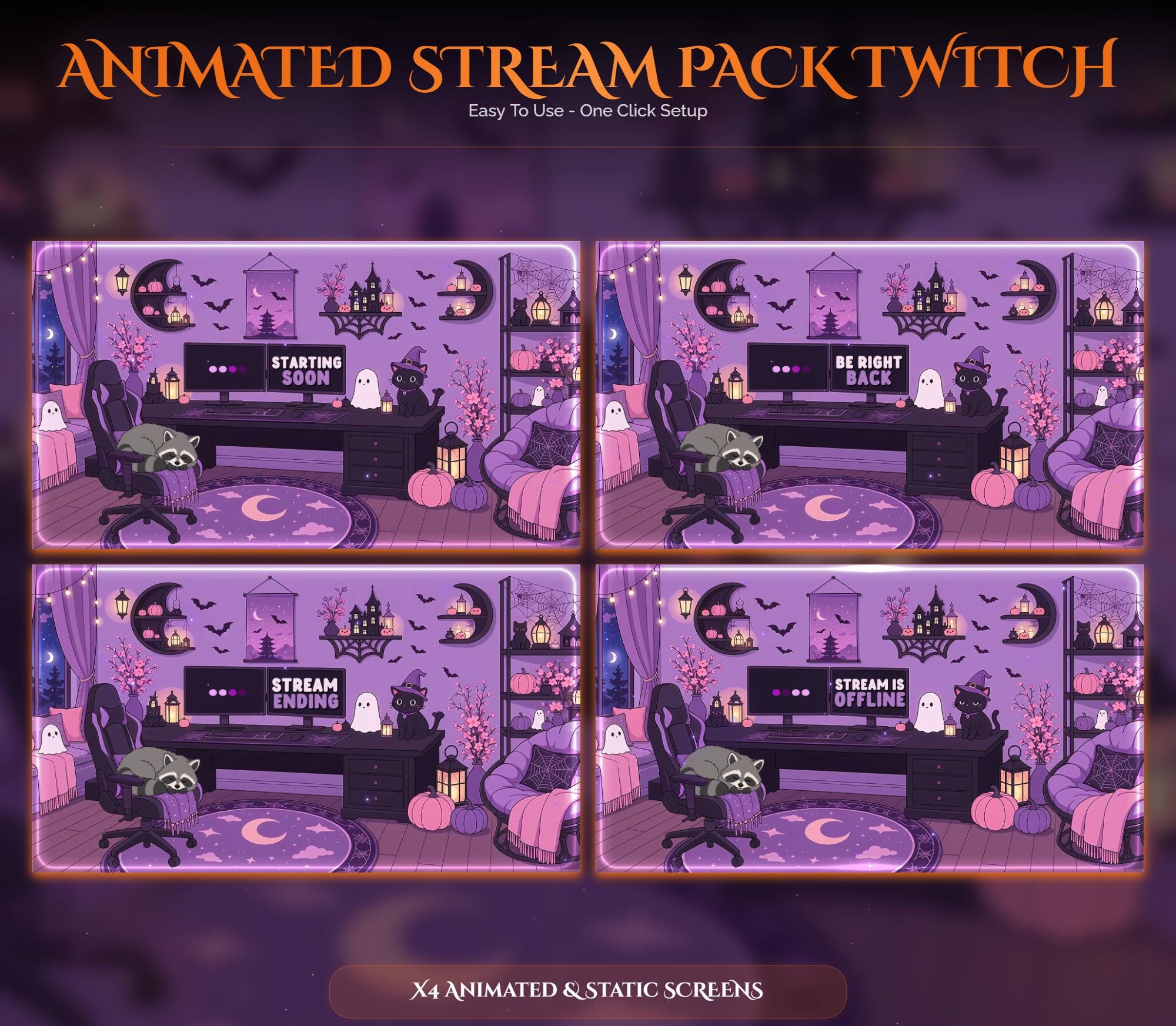 Animated Halloween Twitch Overlay Pack — preview photo 2