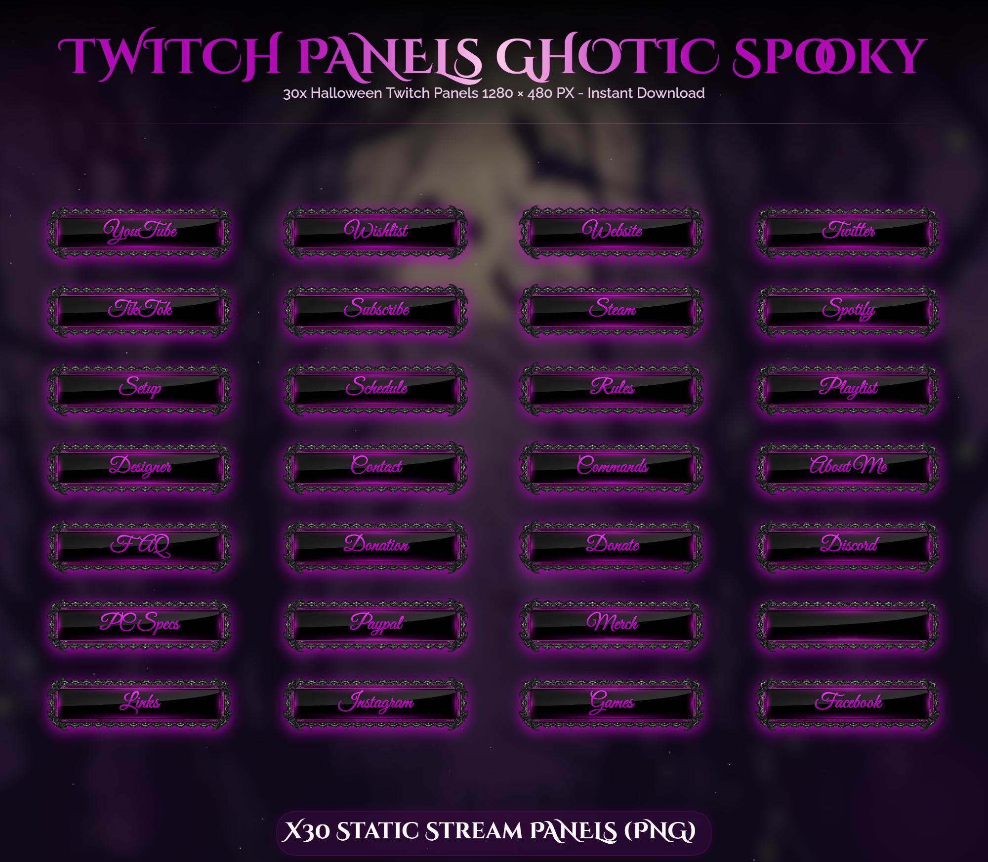 30x Spooky Gothic Pink Twitch Panels — preview photo 3