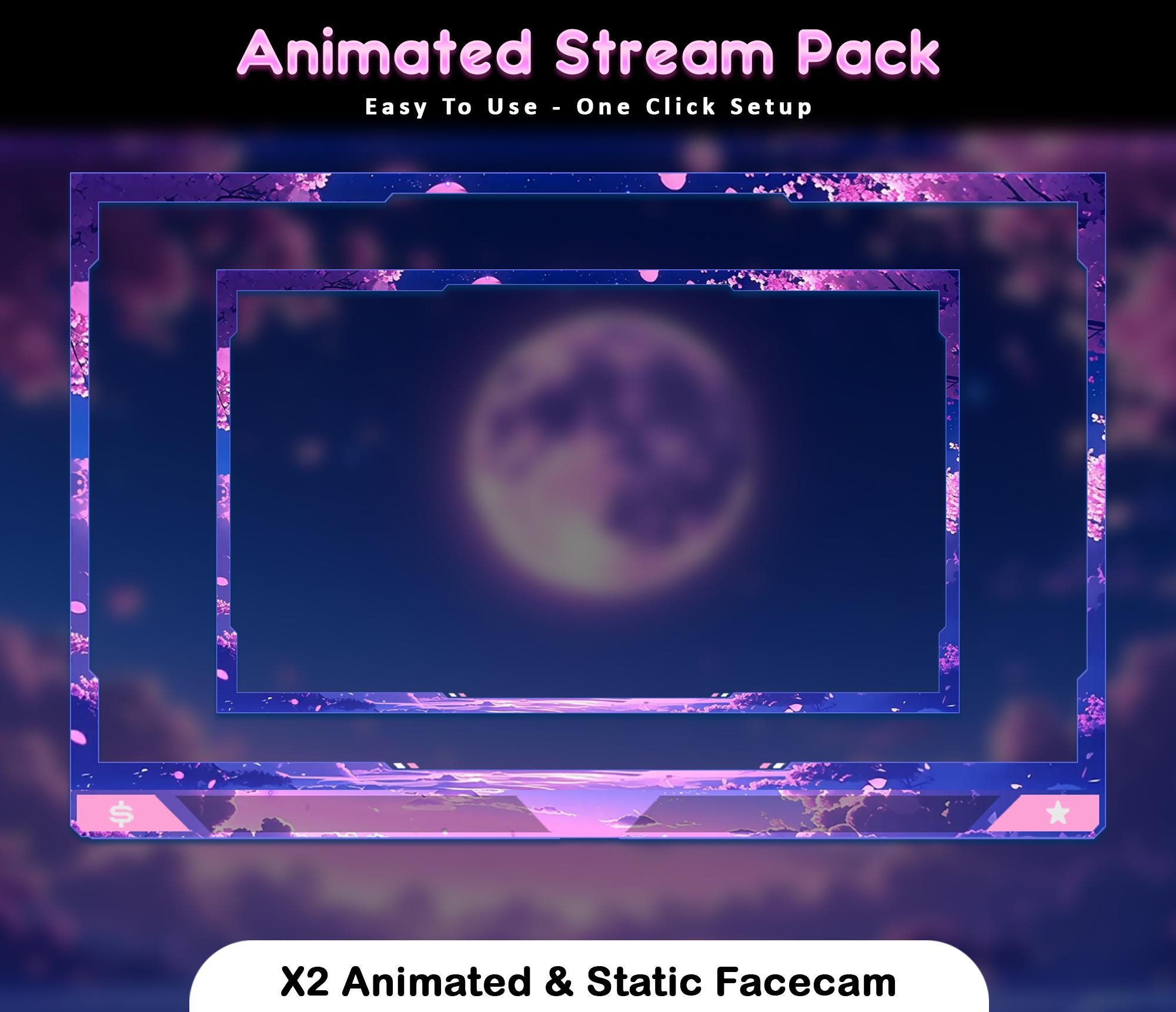Sakura Moon Animated Stream Pack — preview photo 5