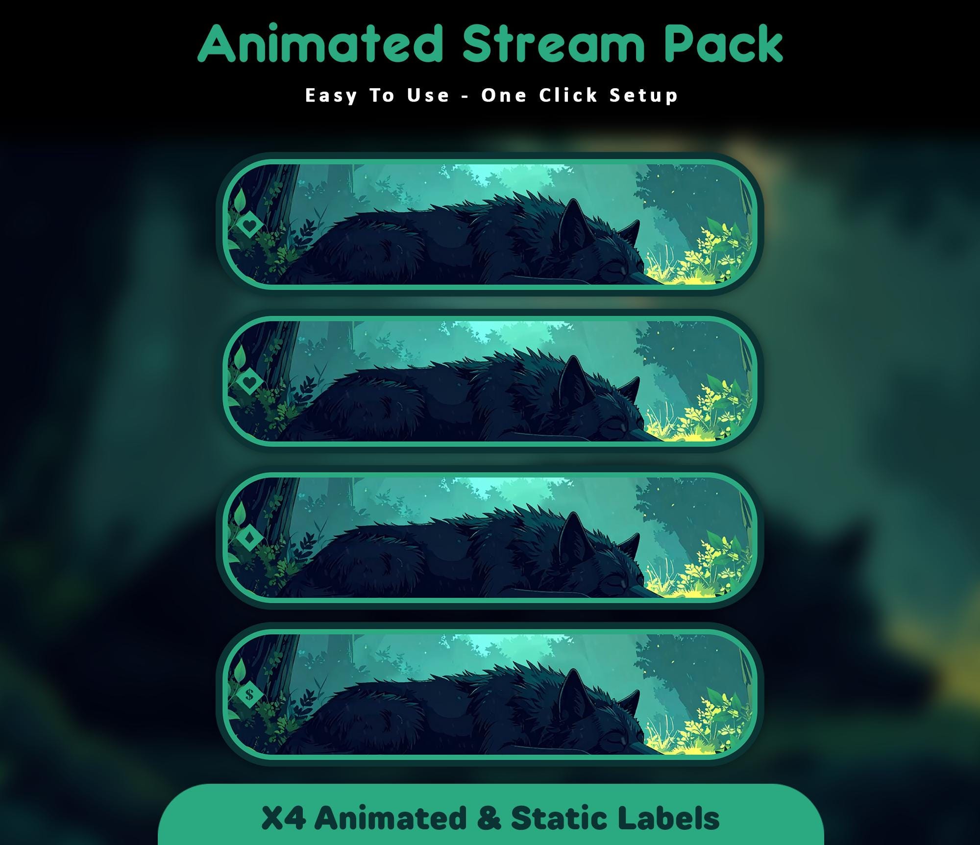 Forest Wolf Animated Stream Package: For Twitch Overlay, YouTube, Kick — preview photo 5