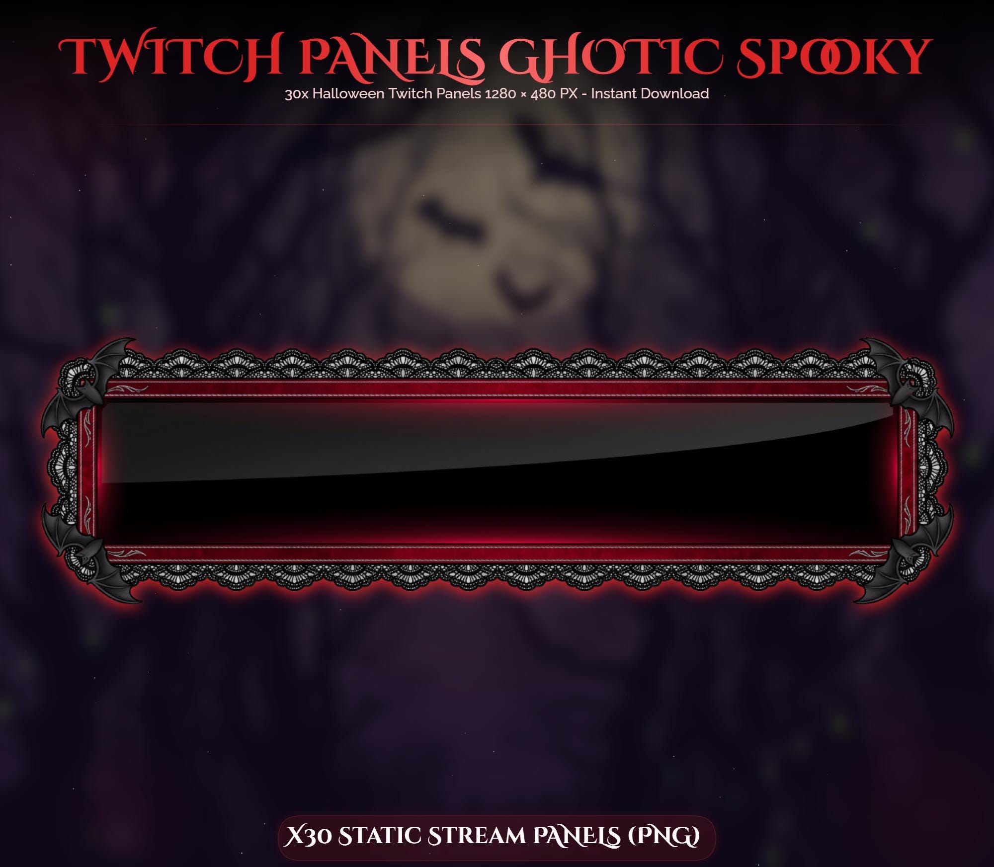 30x Spooky Gothic Red Twitch Panels — preview photo 4