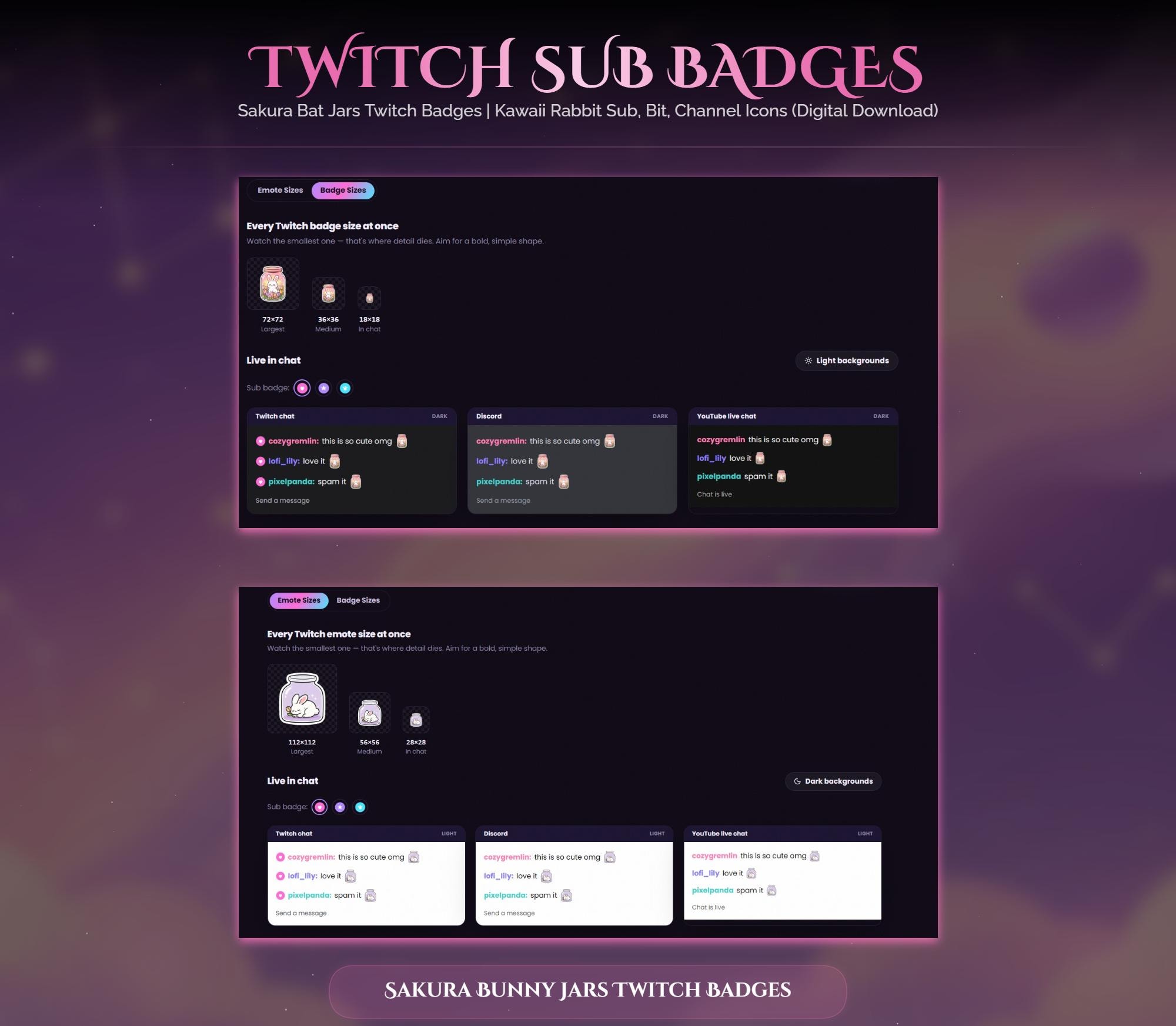 Sakura Bunny Jar Twitch Badges — preview photo 10