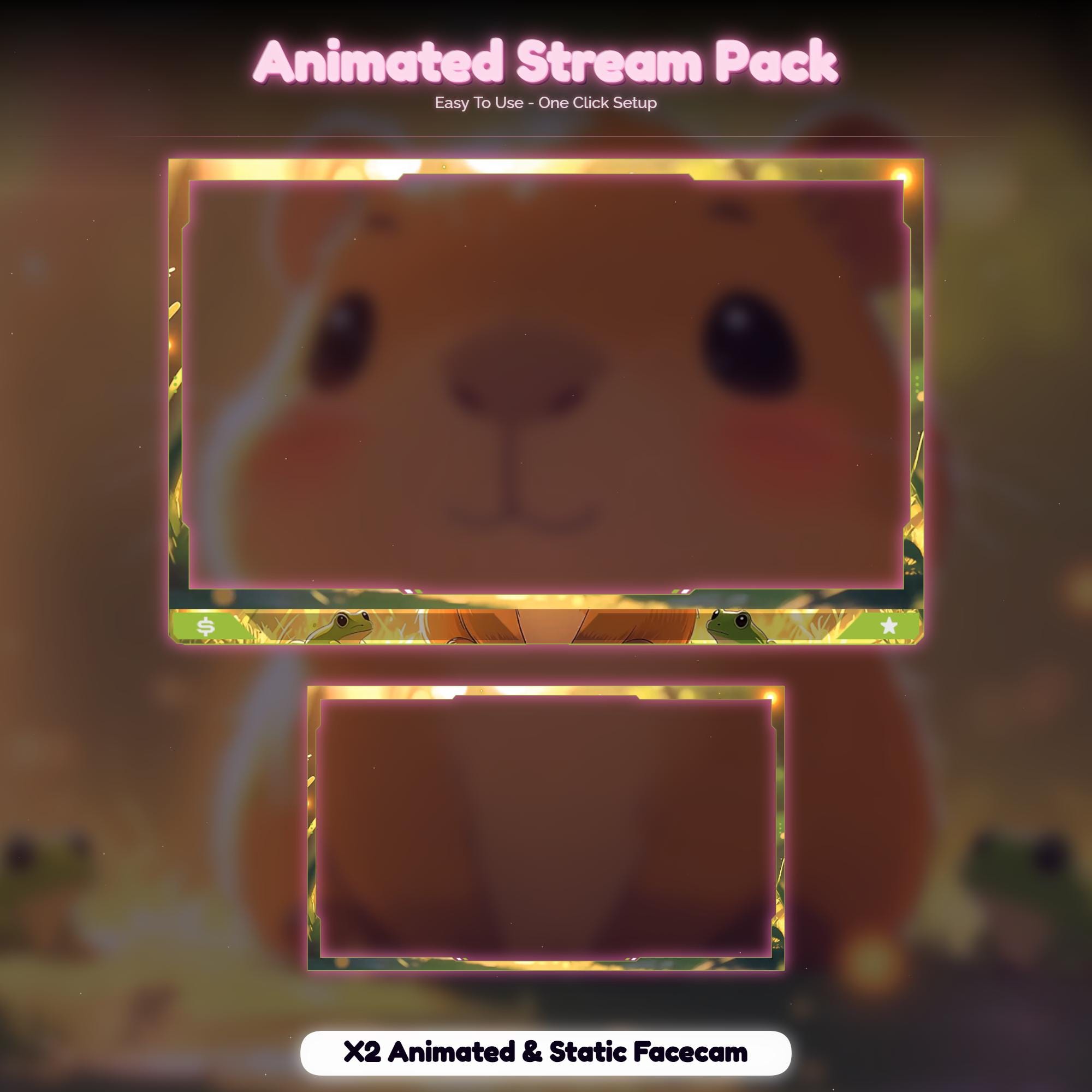 Capybara Forest Animated Stream Package : Twitch Overlay, YouTube, Kick — preview photo 5