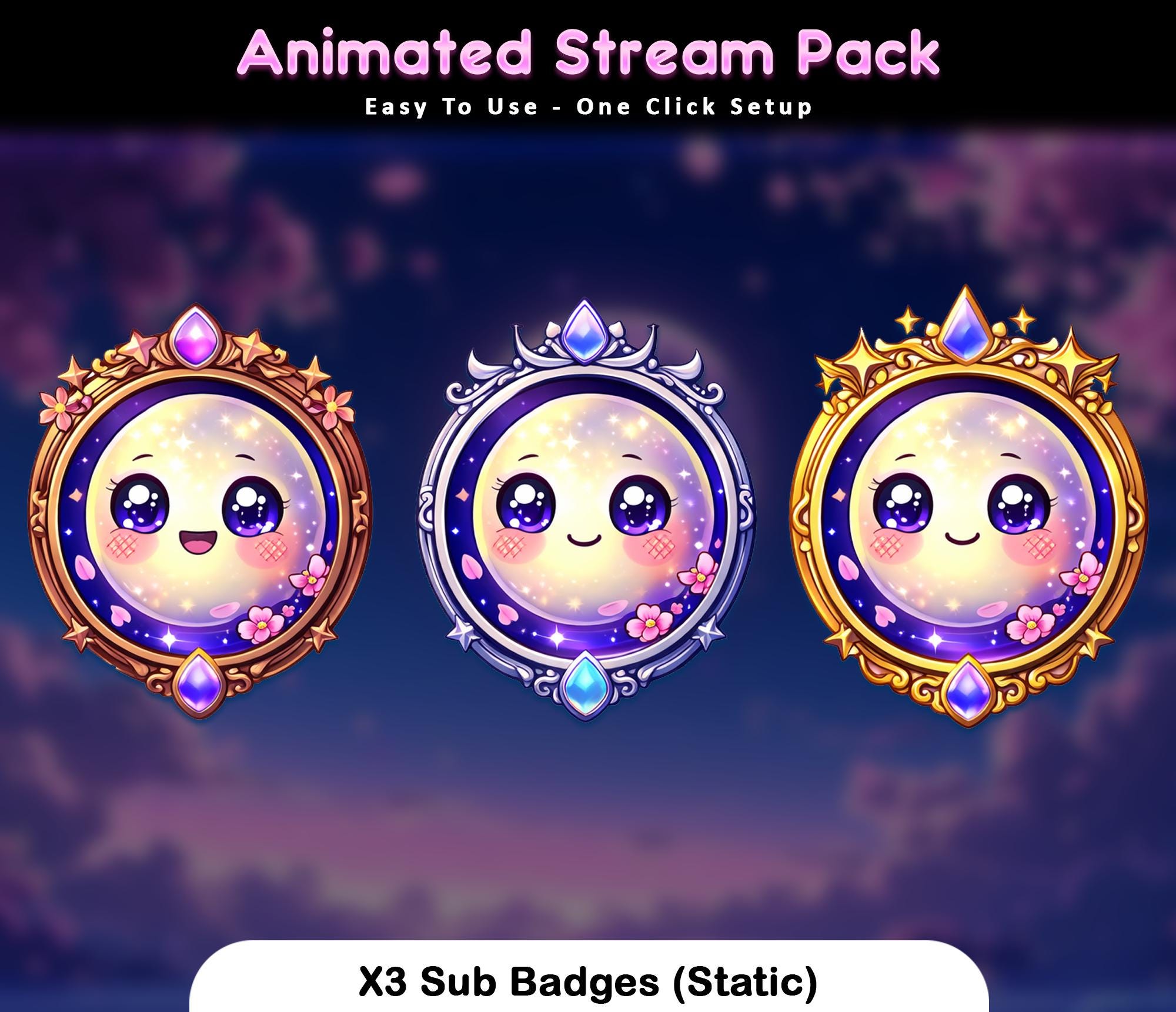 Sakura Moon Animated Stream Pack — preview photo 9