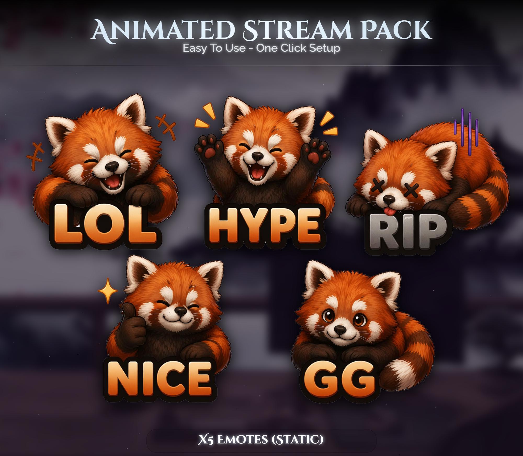 Red Panda Overlay Animated Stream Package: Twitch, YouTube, Kick — preview photo 8