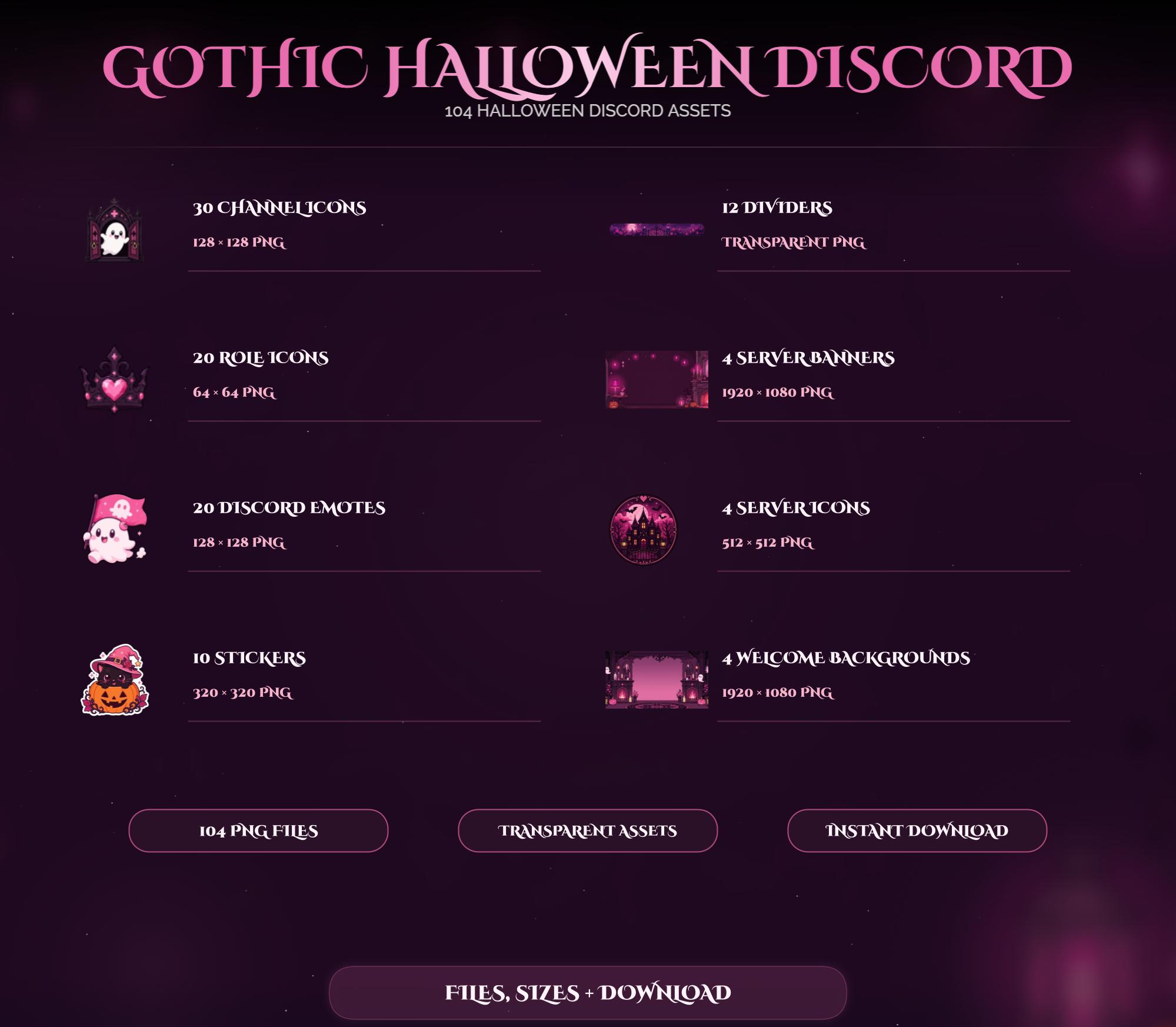 Gothic Halloween Discord Kit: Pink Spooky PNG Icons, Emotes, Stickers (Digital Download) — preview photo 10