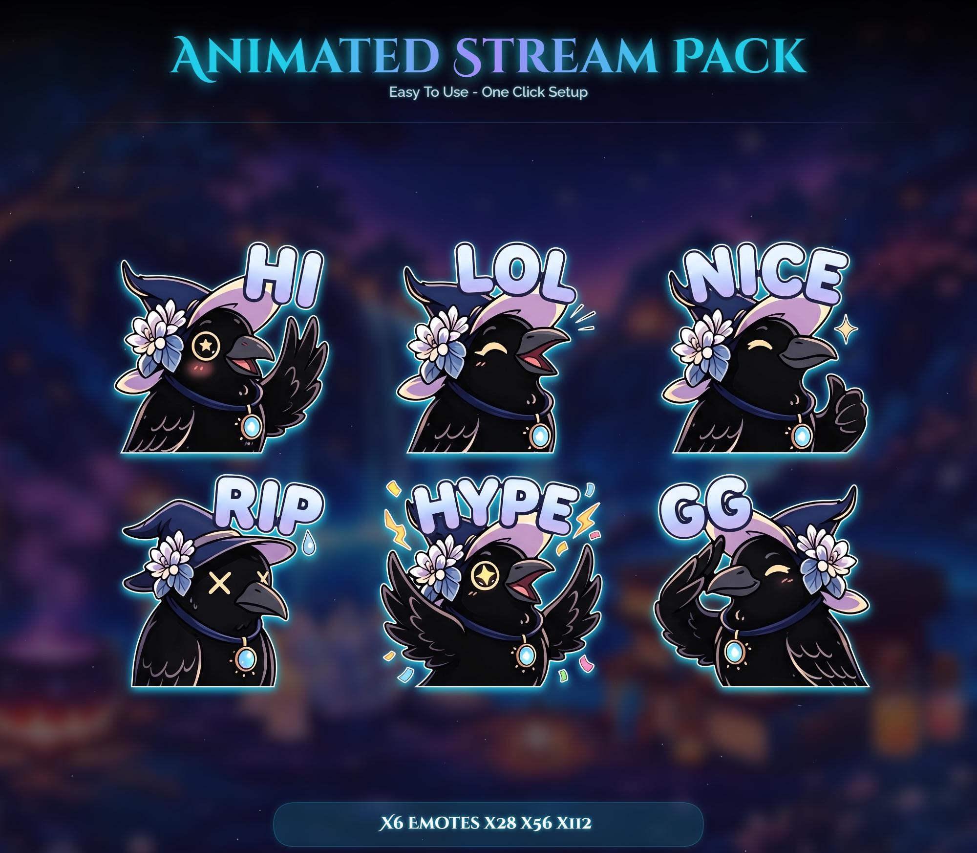Animated Stream Pack: Spooky Raven Otter Forest Magic Overlays (Digital Download) — preview photo 4