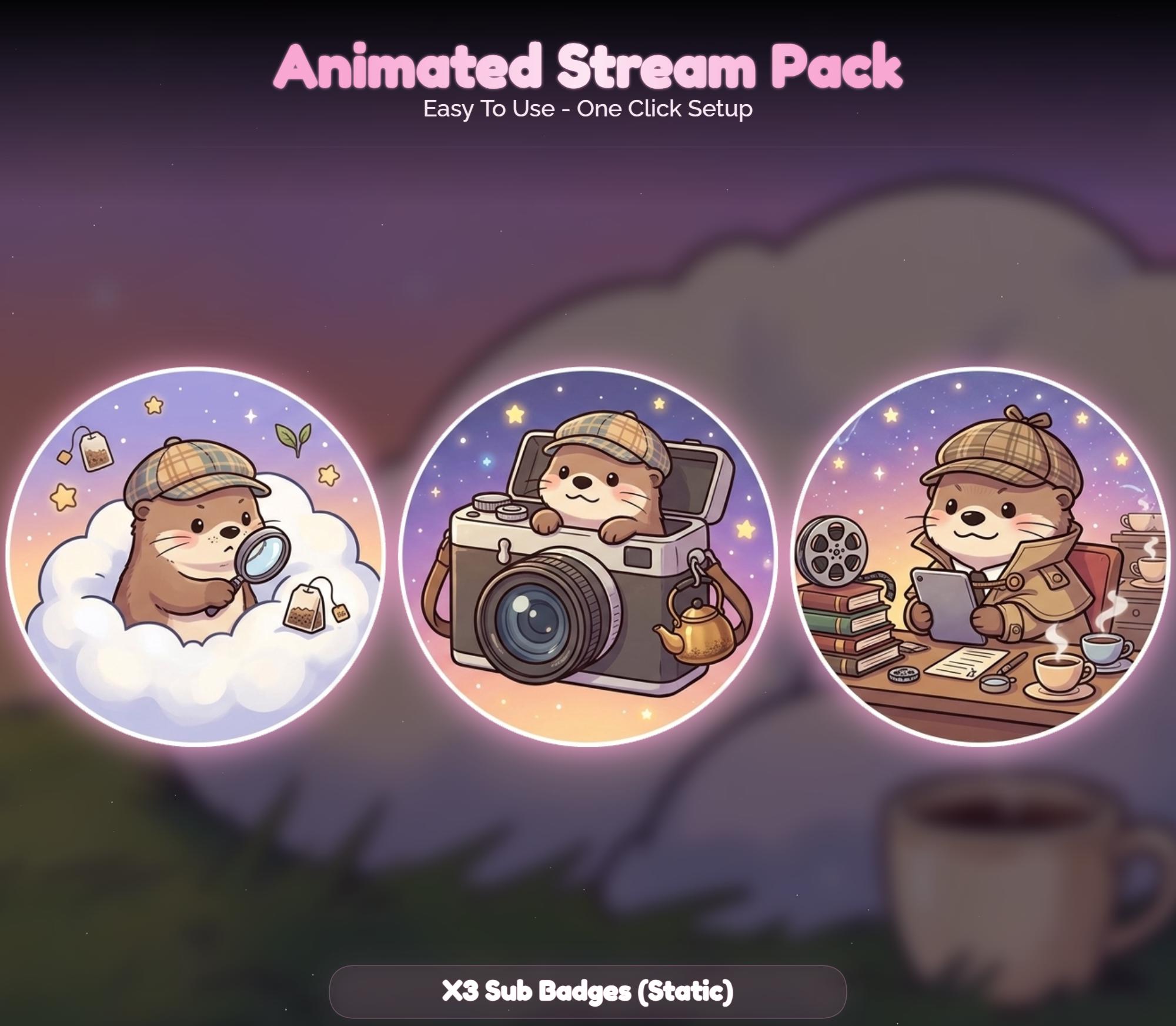 Lofi Sunset Otter Overlay Animated Stream Package: Cozy — preview photo 8