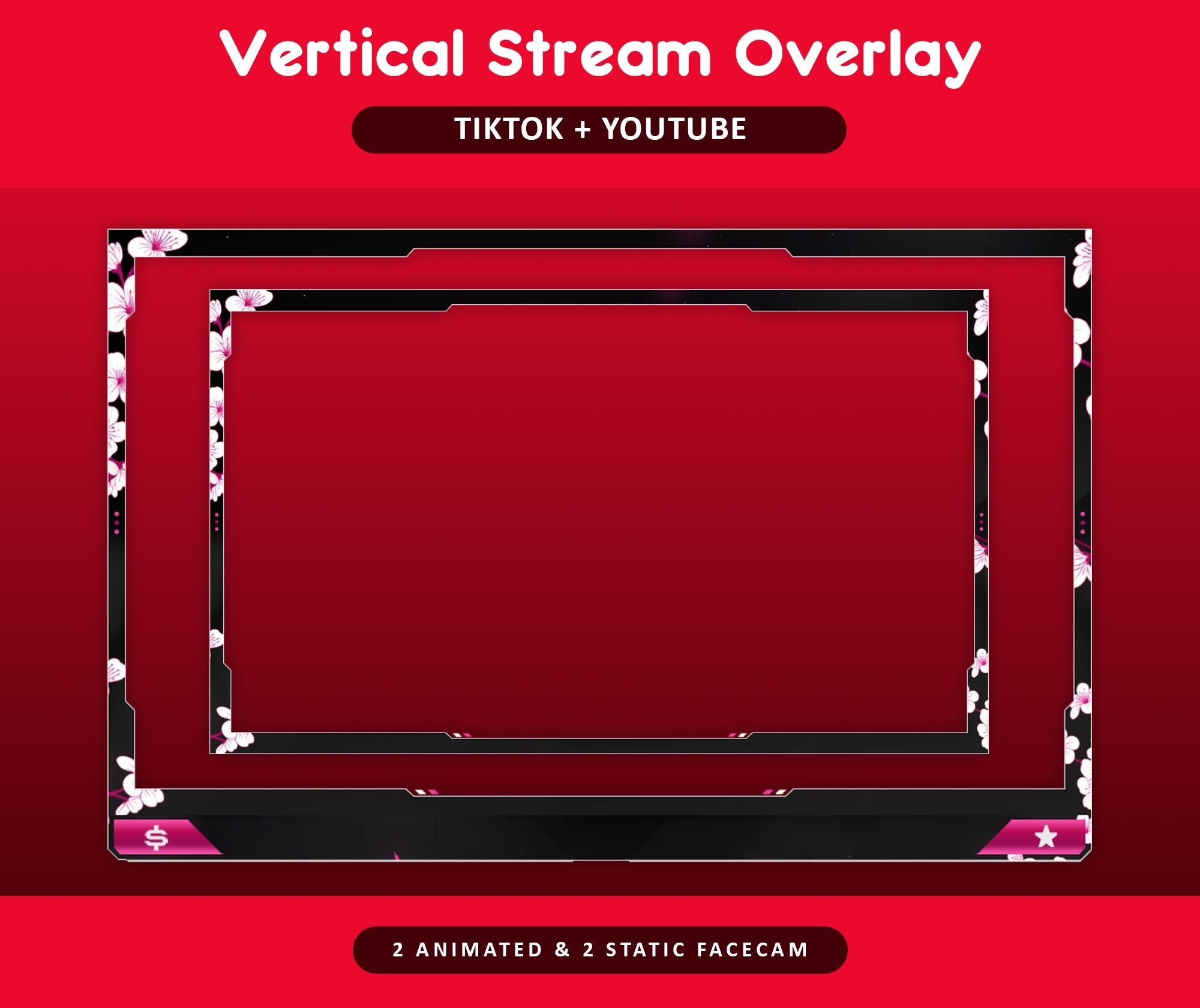 Cherry Blossom Animated TikTok Stream Overlay Package, TikTok Overlays (Digital Download) — preview photo 8