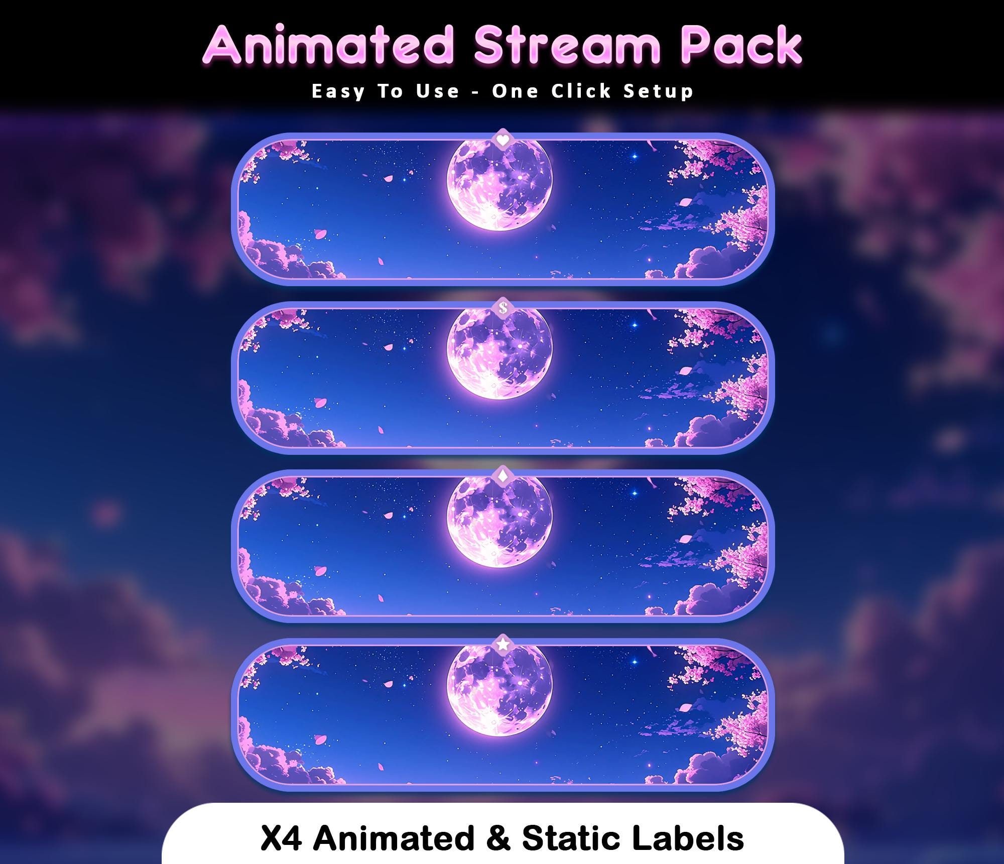 Sakura Moon Animated Stream Pack — preview photo 8